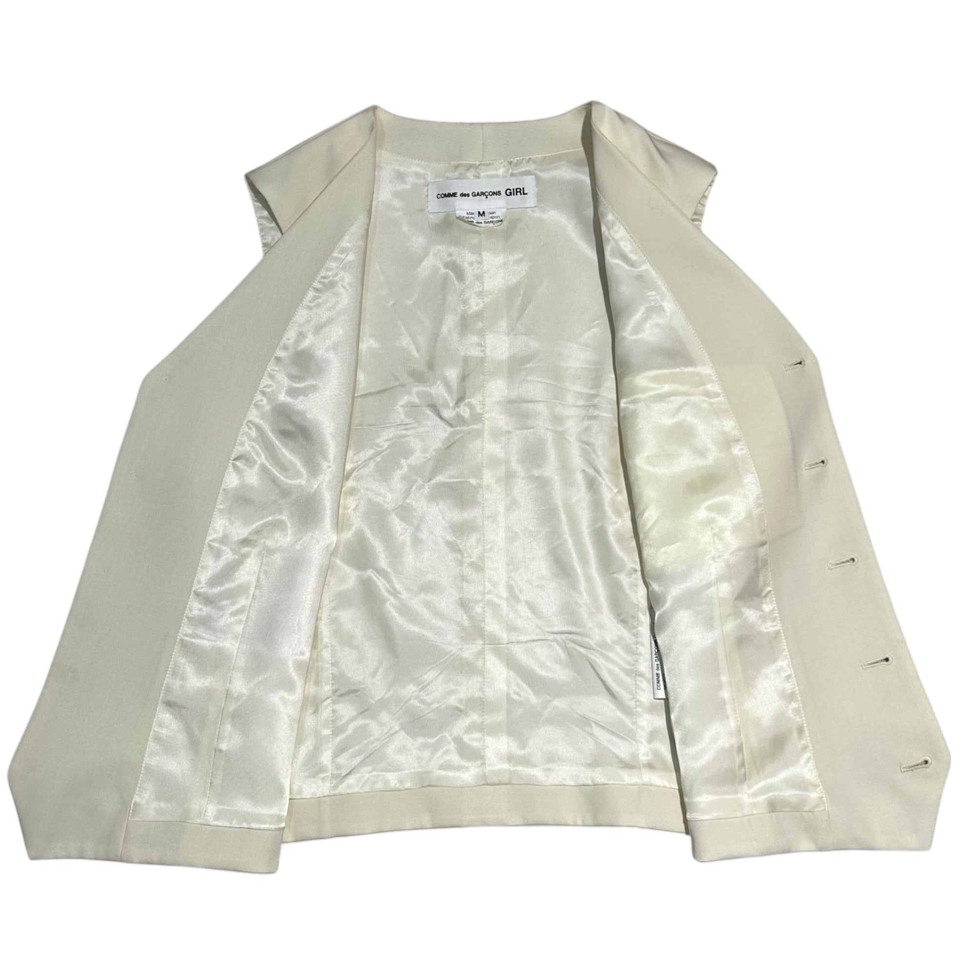 COMME des GARCONS Girl(コムデギャルソンガール) 23SS Wool Side-Lined Gilet ウール サイドライン ジレ NK-V002 M アイボリー×レッド AD2022 ベスト