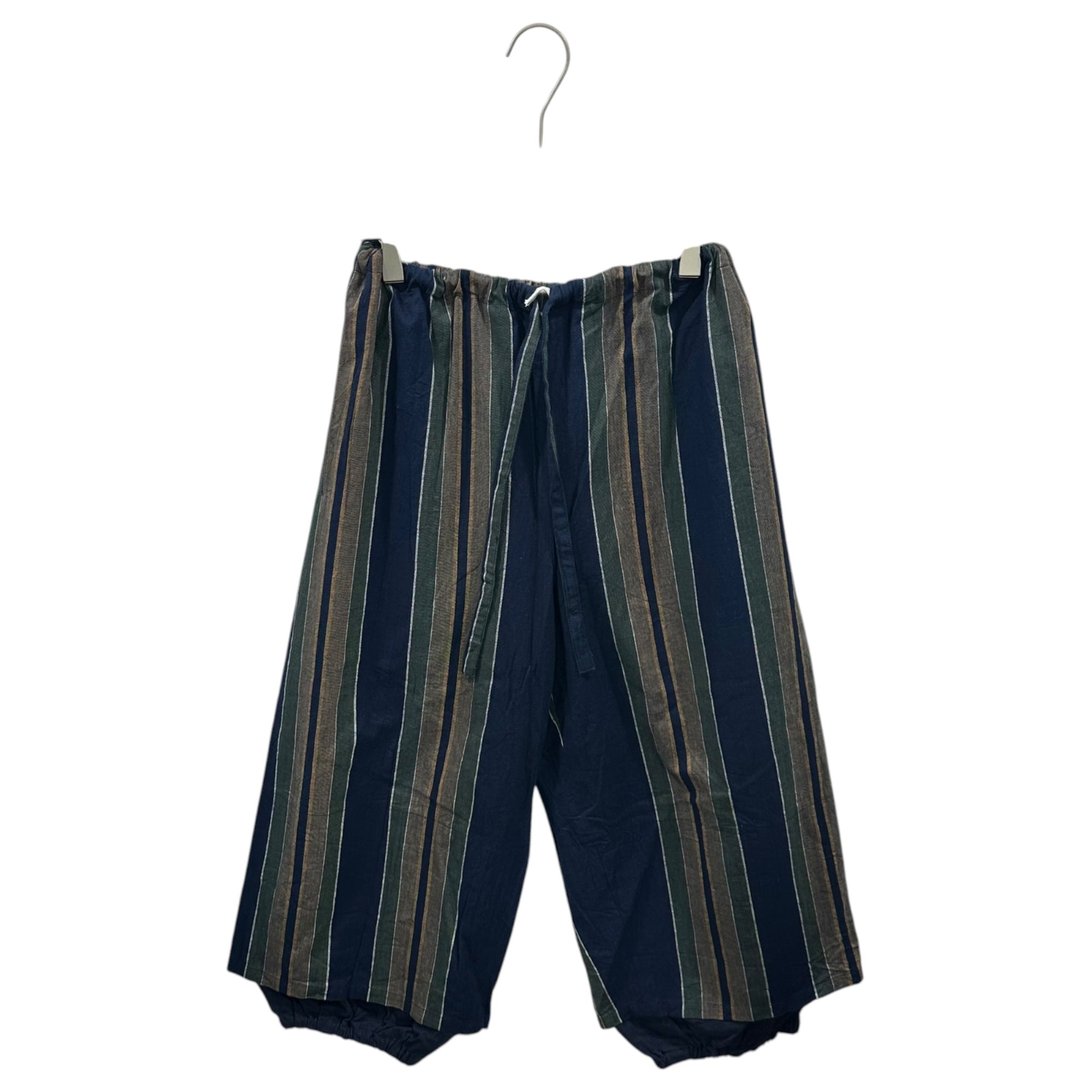 COMME des GARCONS(コムデギャルソン) 1970~80's Striped Easy Cropped Pants ストライプ イージー クロップド パンツ P-110530 FREE ブルー AD表記無 アーカイブ ヴィンテージ 稀少 男性着用可能