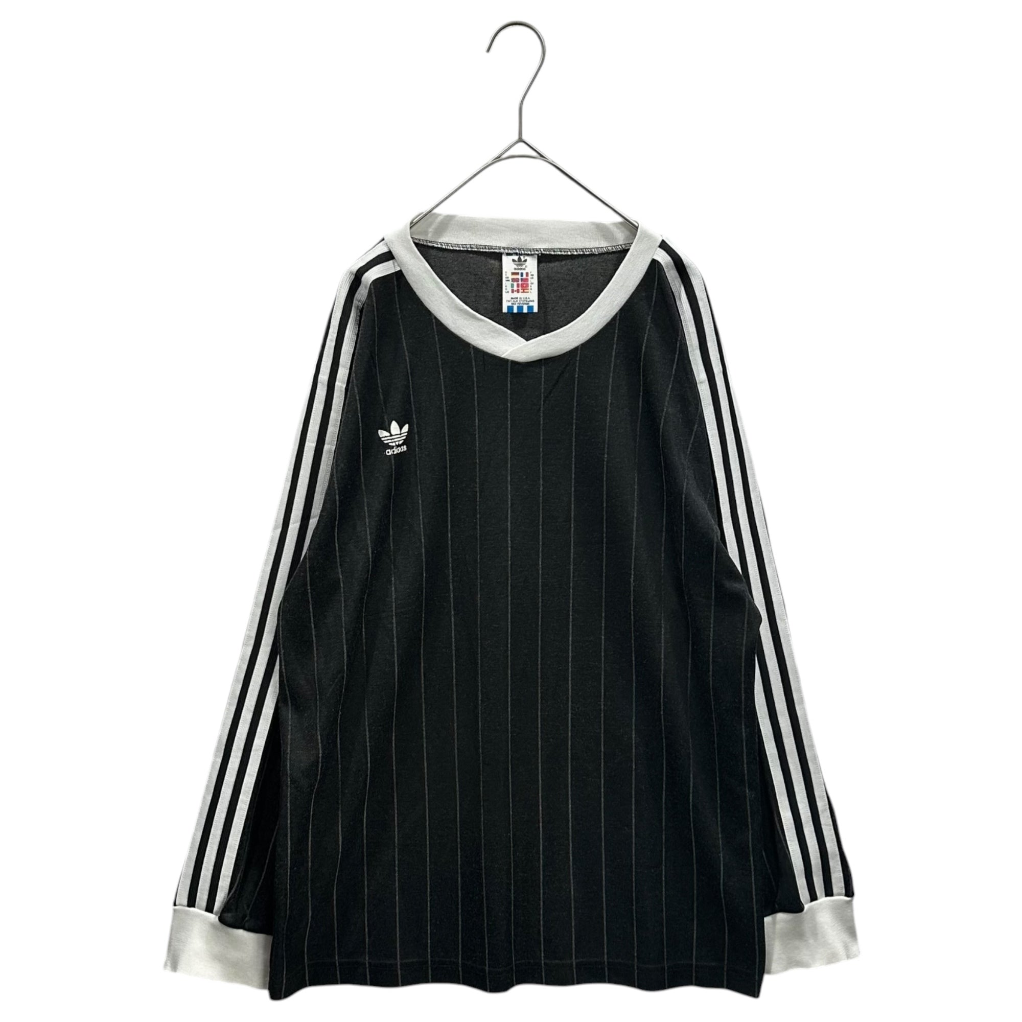 adidas(アディダス) 1980's Three-Line Truck Top 三本ライン トラック トップ カットソー L ブラック×ホワイト MADE IN USA 万国旗タグ 80年代