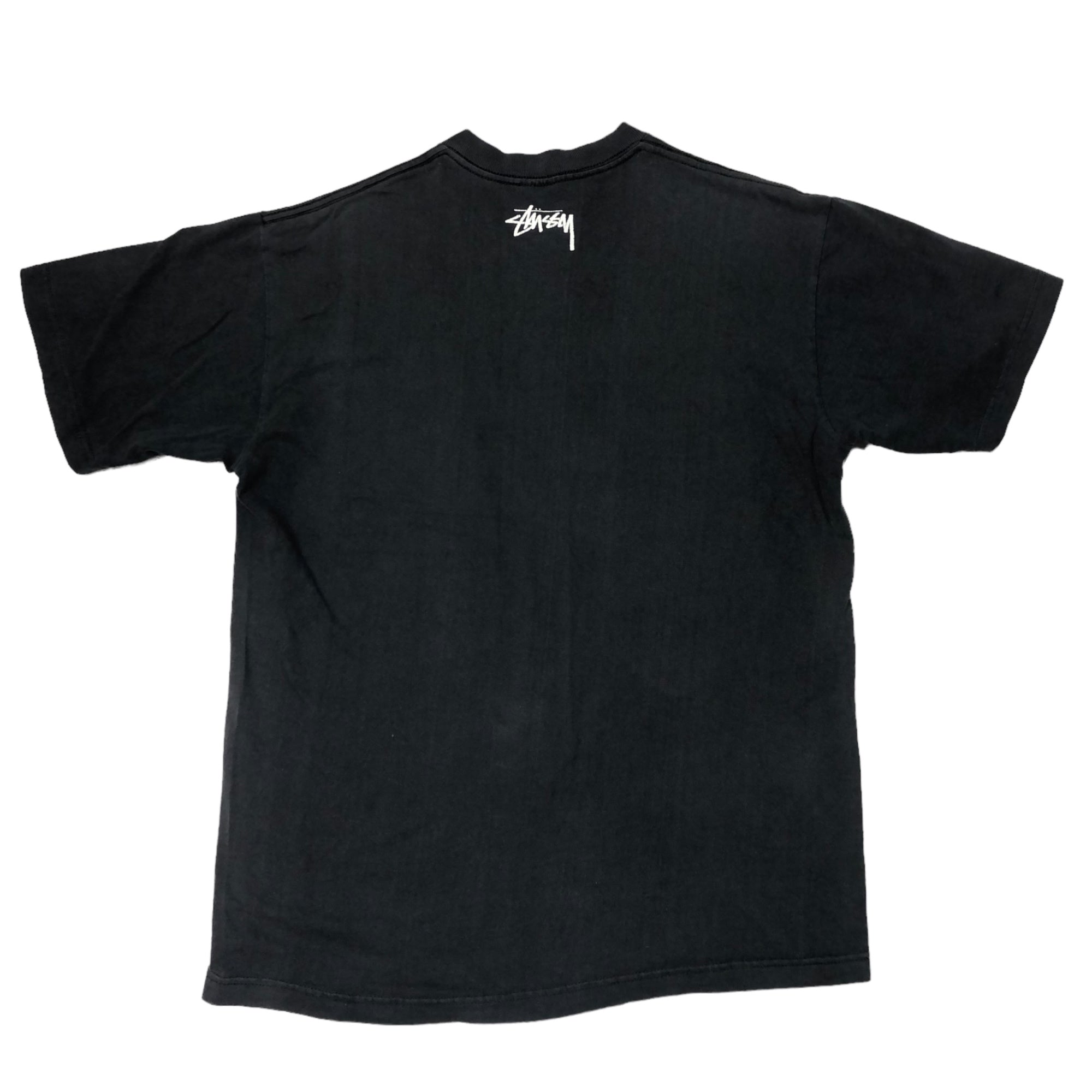 STUSSY(ステューシー) 90's~00's VINTAGE BIKER SKULL Tシャツ バイカー スカル ドクロ 紺タグ M ブラック 90~00年代  BUILT FOR THE LONG HAUL OLD STUSSY