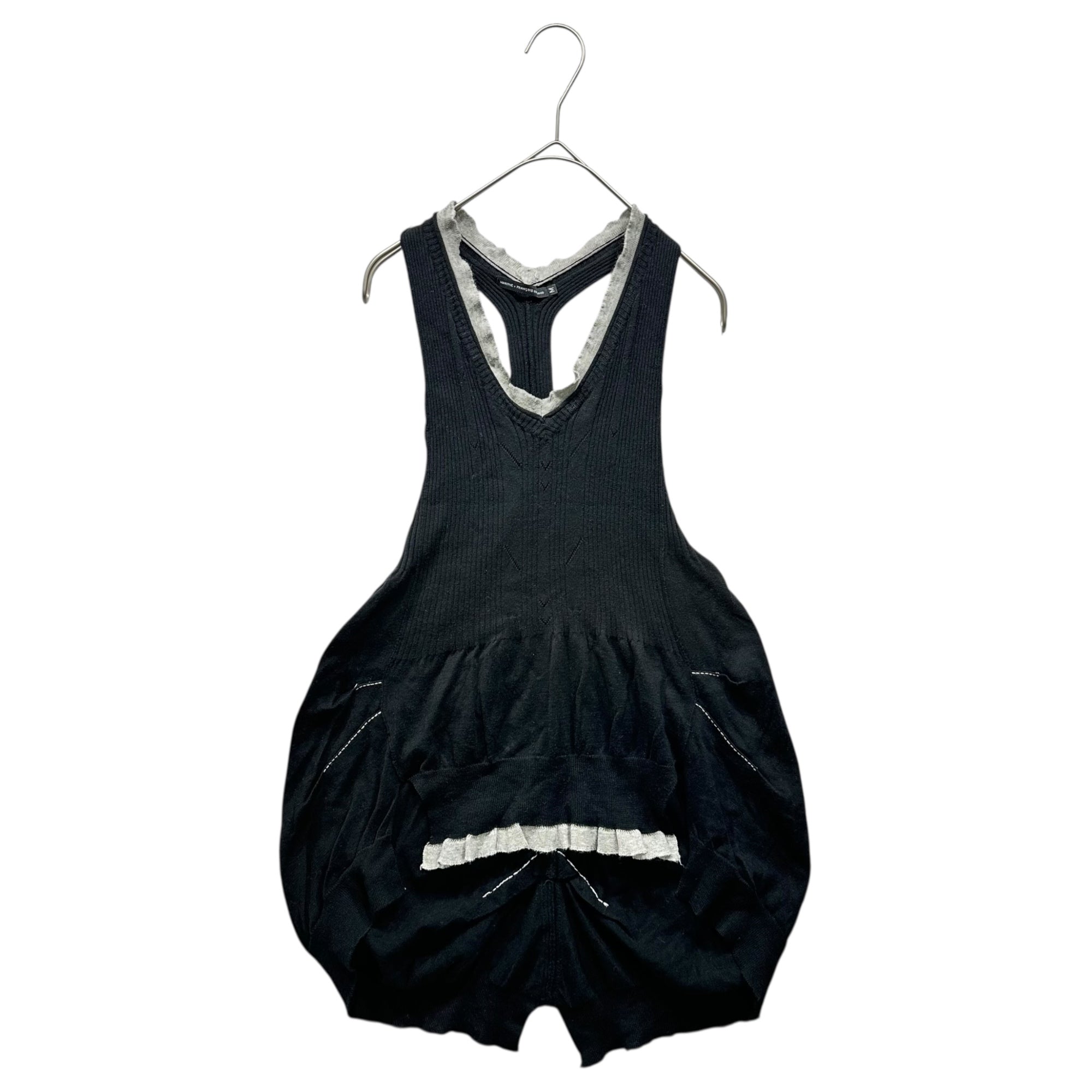 MARITHE FRANCOIS GIRBAUD(マリテフランソワジルボー) 00's Sleeveless Ribbed Balloon Flare Knit Top ノースリーブ リブ バルーン フレア カットソー F5-8122 M ブラック Y2K タンクトップ