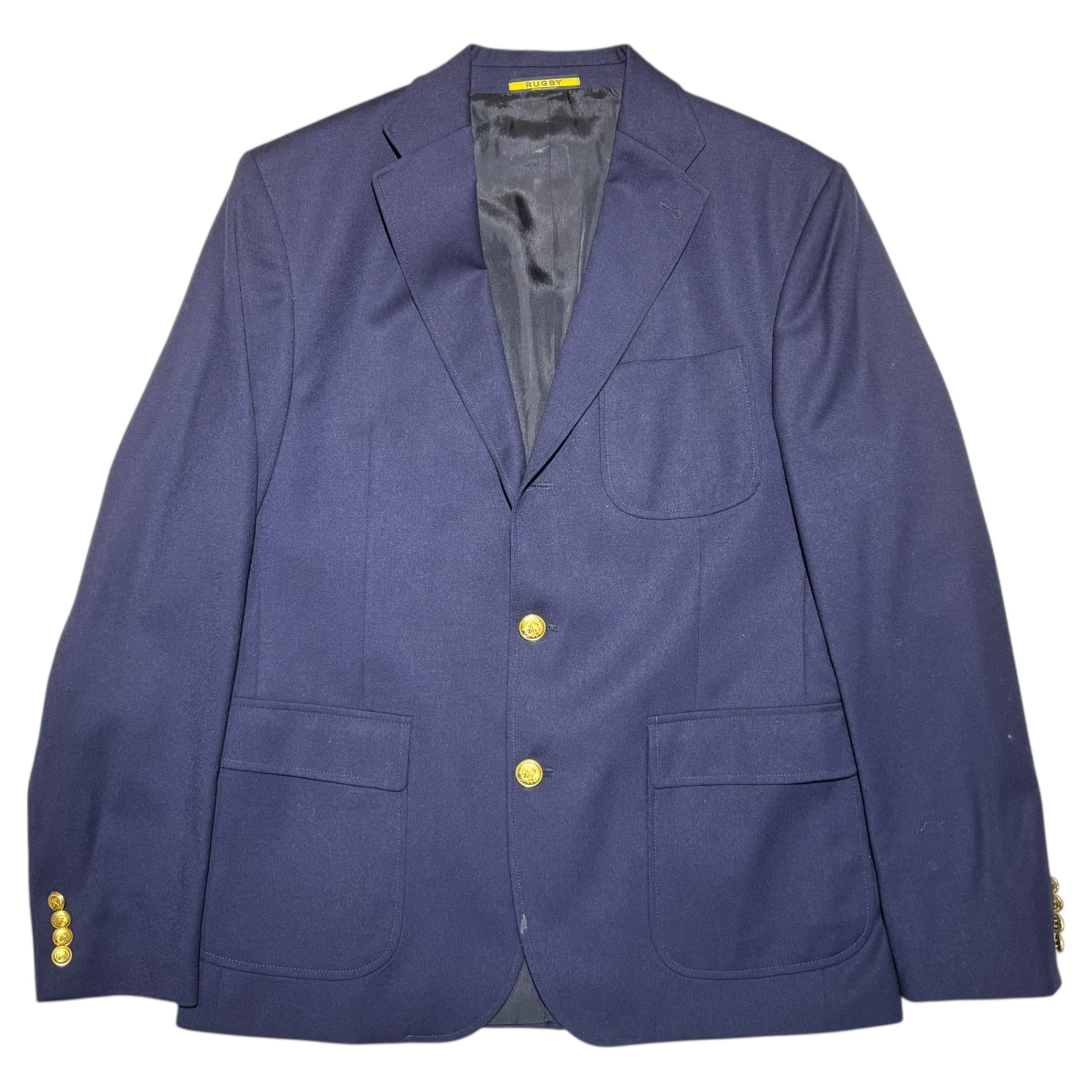 RALPH LAUREN RUGBY(ラルフローレンラグビー) 3B Gold Button Navy Blazer 3B 金ボタン 紺 ブレザー 42-R(L程度) ネイビー 紺ブレ テーラード ジャケット