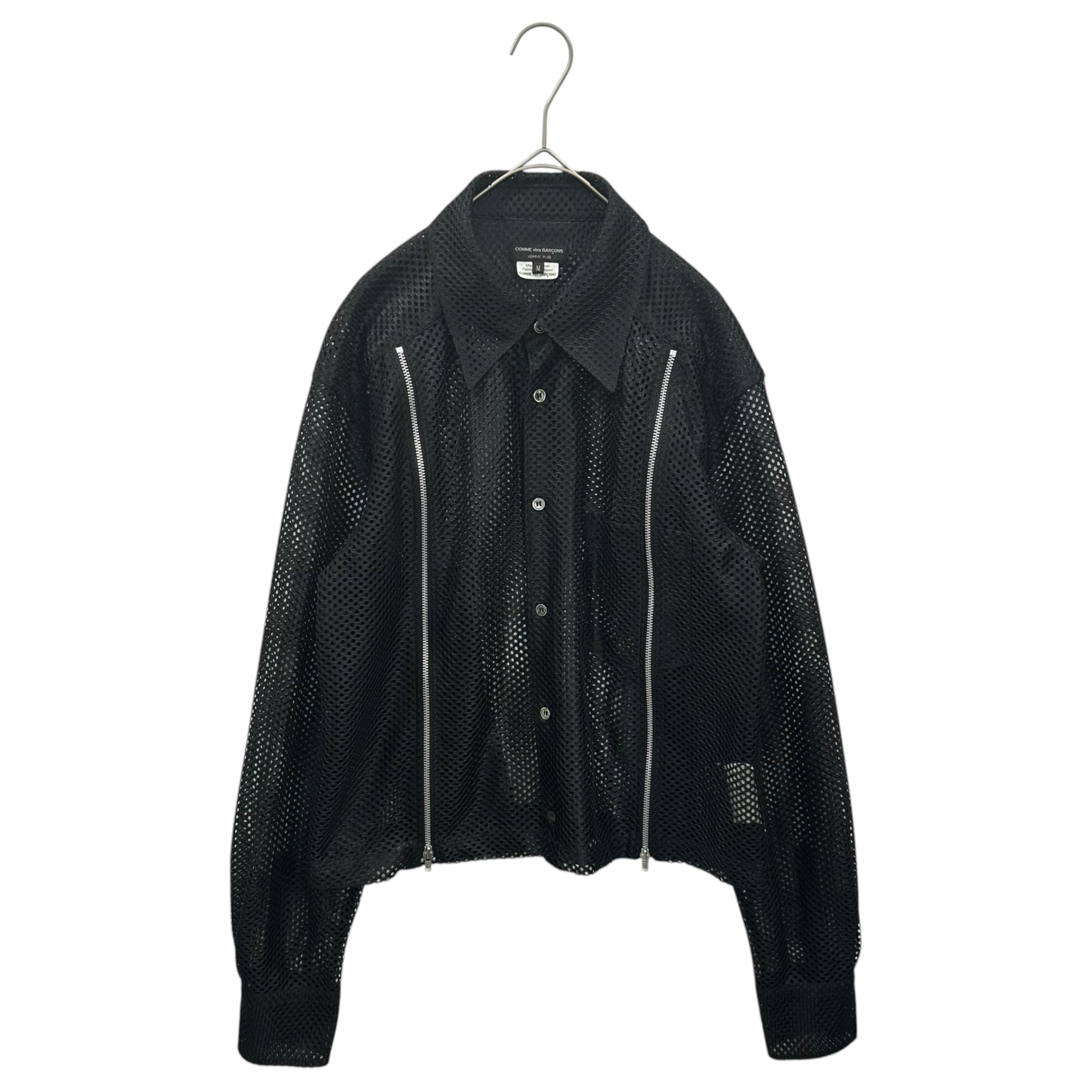 COMME des GARCONS HOMME PLUS(コムデギャルソンオムプリュス) 2026SS MESH ZIP CROPPED SHIRT メッシュ ジップ クロップド シャツ PQ-B024 M ブラック AD2025