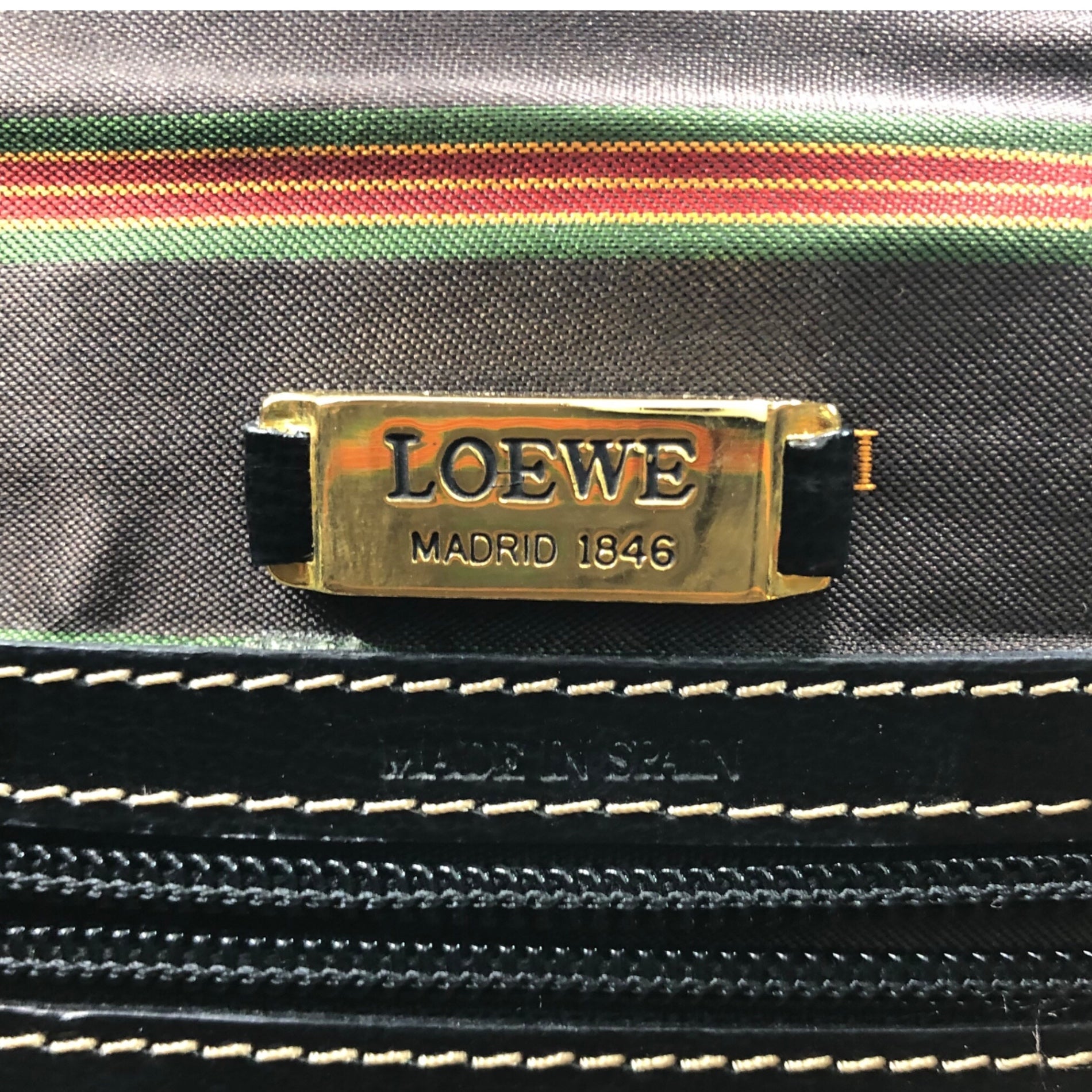 LOEWE(ロエベ) gold handle leather vanity handbag ゴールド ハンドル レザー バニティ ハンド バッグ ブラック OLD ヴィンテージ