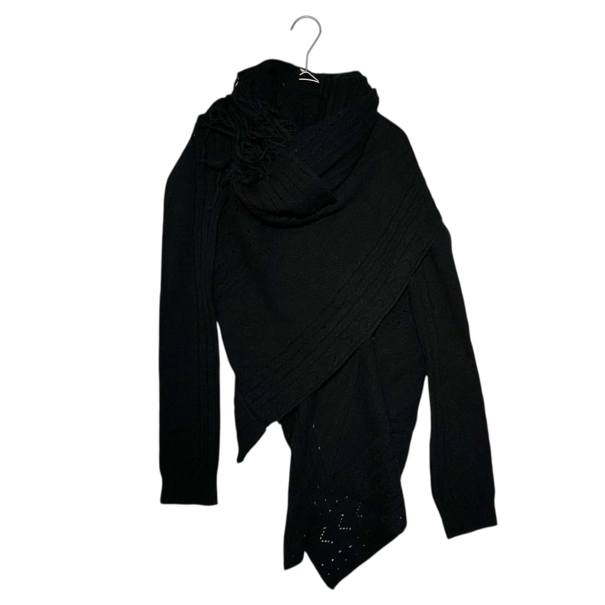 Y's(ワイズ)  Knit cape wrap cardigan ニット ケープ 巻き カーディガン マフラー YU-K31-270 3(L程度) ブラック×グリーン