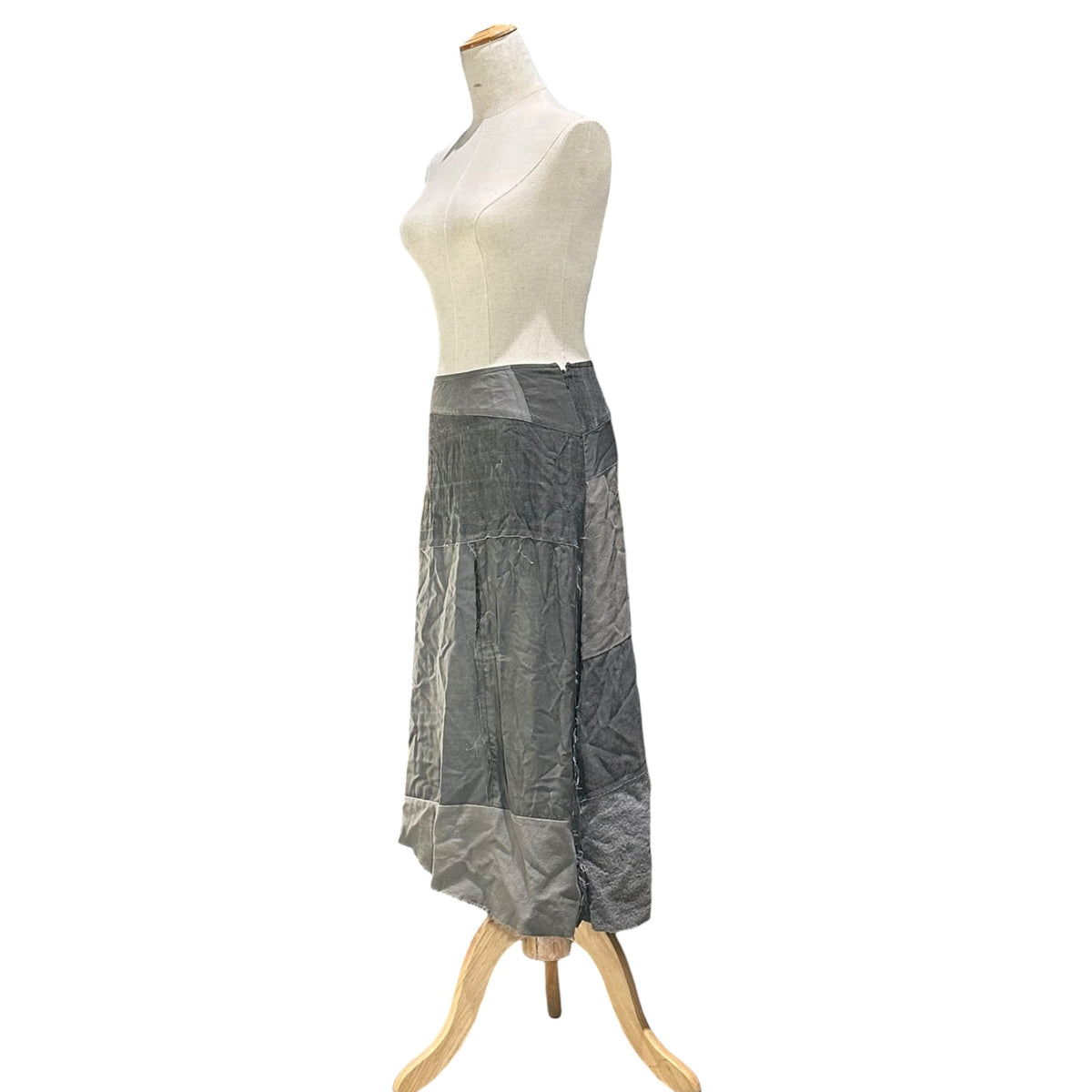 JUNYA WATANABE COMME des GARCONS(ジュンヤワタナベコムデギャルソン) 2002AW Mixed-Fabric Patchwork Skirt 異素材 パッチワーク スカート JG-S063 S グレー AD2002