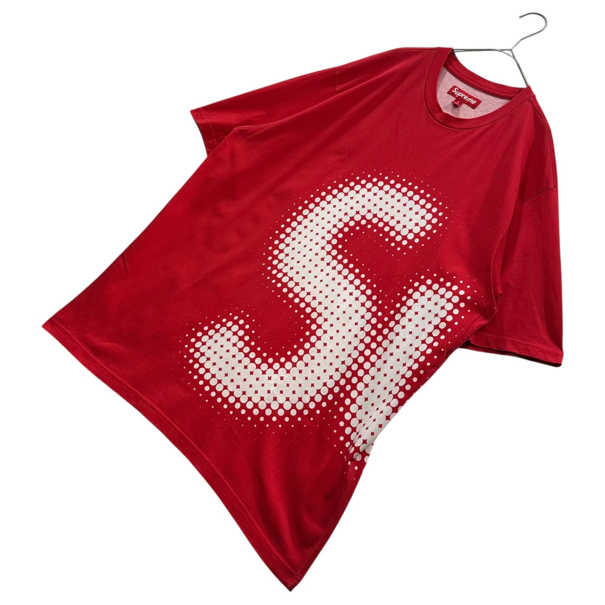 SUPREME(シュプリーム) 2024SS Halftone S/S Top ドット モザイク ロゴ Tシャツ M レッド×ホワイト