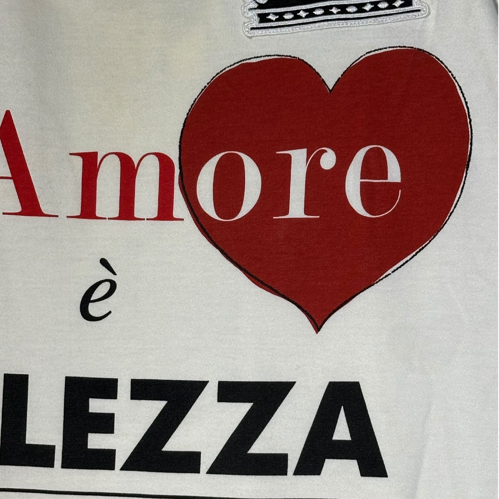 DOLCE&GABBANA(ドルチェ&ガッバーナドルガバ) ハートプリント Tシャツ 46(S) ホワイト×ブラック×レッド