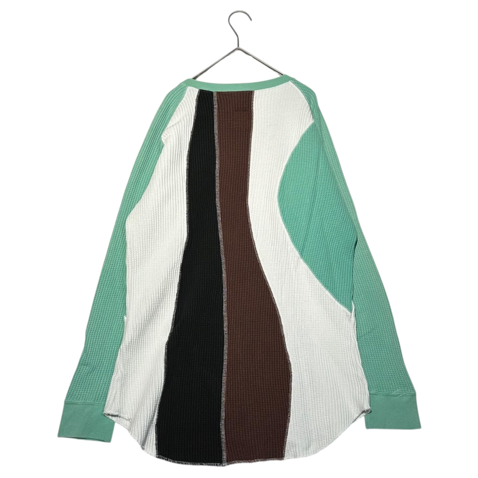 FACETASM(ファセッタズム) Crazy Pattern Waffle Long-Sleeve Knit Top クレイジーパターン ワッフル 長袖 カットソー BQ-TEE-U04 4(XL程度) ホワイト×ブラック×ブラウン×グリーン
