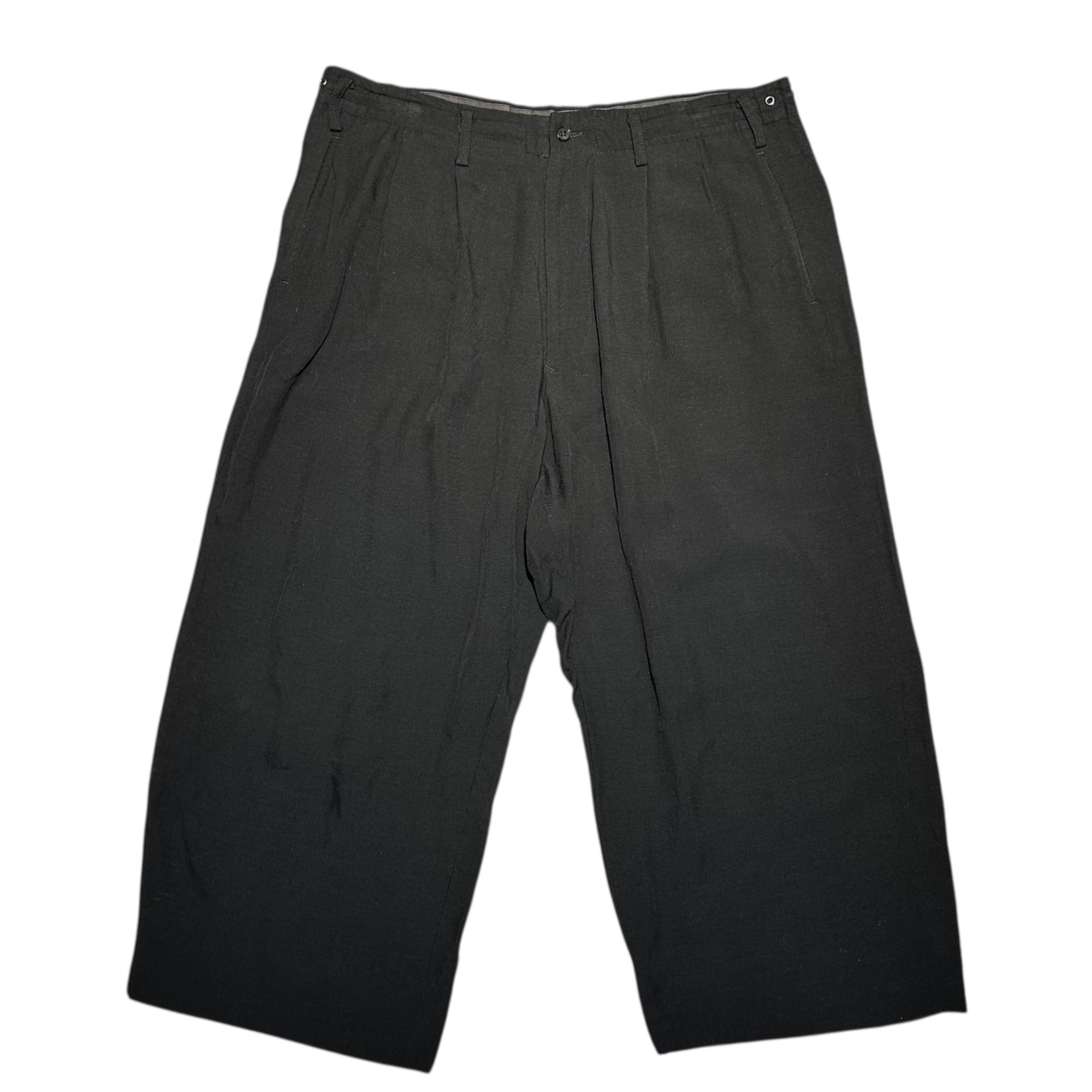 YOHJI YAMAMOTO POUR HOMME(ヨウジヤマモトプールオム) 10SS 2-Tuck Wide Pants キュプラ レーヨン リネン 2タック ワイド パンツ HJ-P09-209 3 ブラック