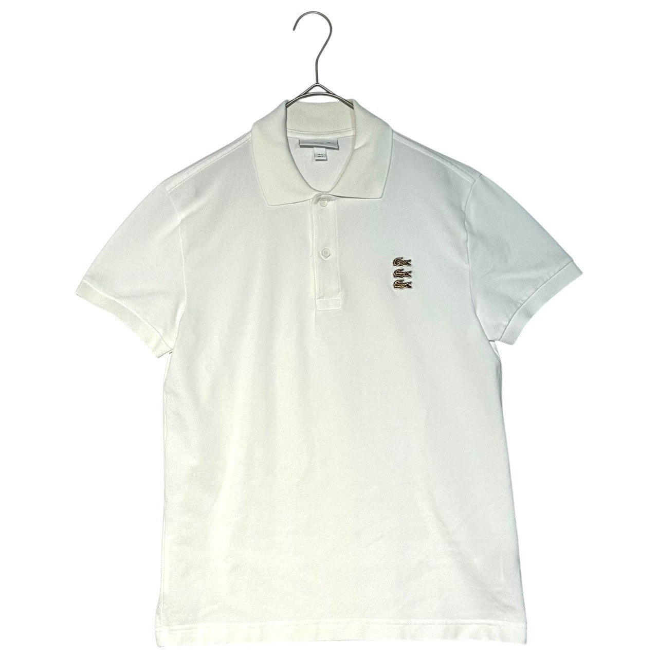 LACOSTE(ラコステ) 3 logo gold embroidered short-sleeved polo shirt 3連 ロゴ ゴールド 刺繍 半袖 ポロシャツ PH4858 US S(JP M程度) ホワイト