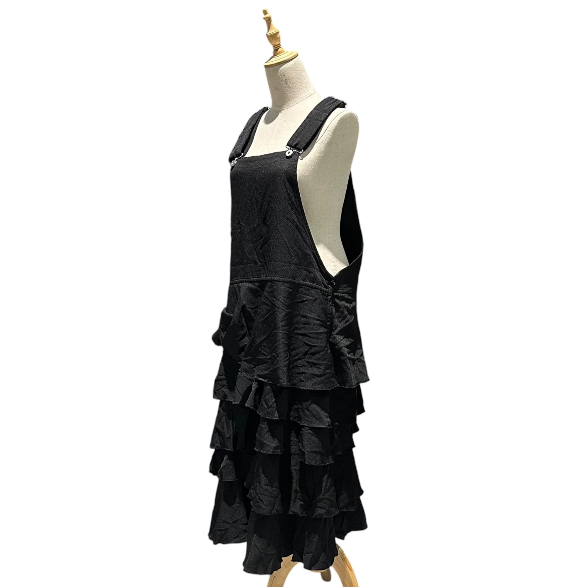 BLACK COMME des GARCONS(ブラックコムデギャルソン) 2022AW Polyester fulling tiered jumper skirt ポリ縮絨 ティアード ジャンパースカート 1J-A003 S ブラック AD2022 ワンピース