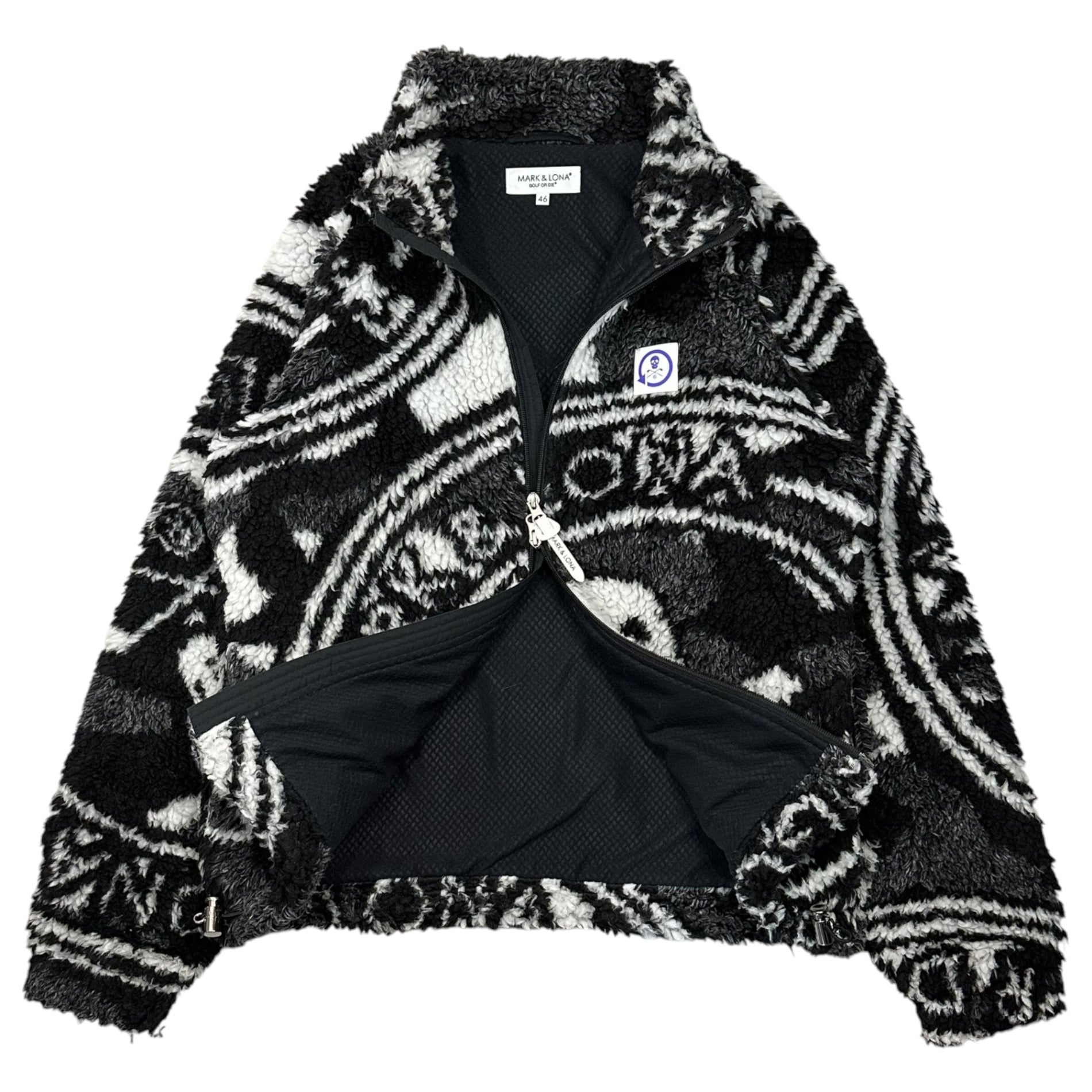 MARK ＆ LONA(マークアンドロナ) Massive Boa Fleece Jacket マーブル ボア フリース ジャケット MLM-3C-AD04 46 ブラック×ホワイト