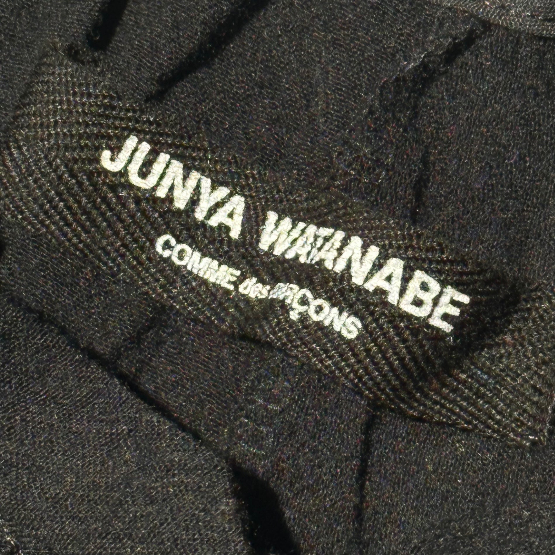 COMME des GARCONS JUNYA WATANABE(コムデギャルソンジュンヤワタナベ) 03SS Front Ribbon Gathered Neck Short-Sleeve Wool Knit Top フロントリボン ギャザー ネック 半袖 ウール カットソー JI-T036 FREE ブラック AD2002