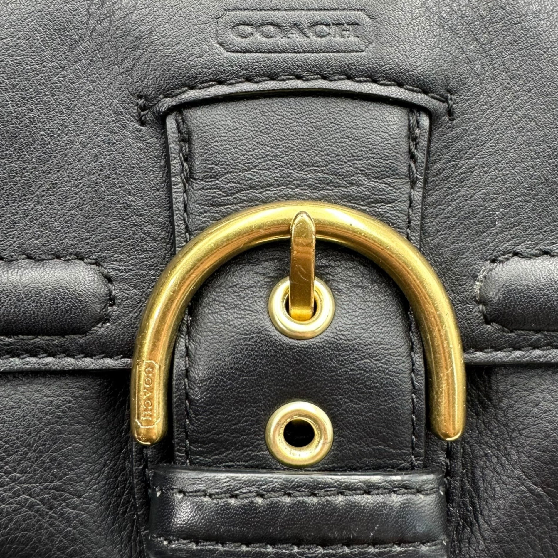 COACH(コーチ) Campbell Satchel Leather 2WAY Shoulder Bag キャンベル サッチェル レザー 2WAY ショルダー バッグ F24690 ブラック ハンド
