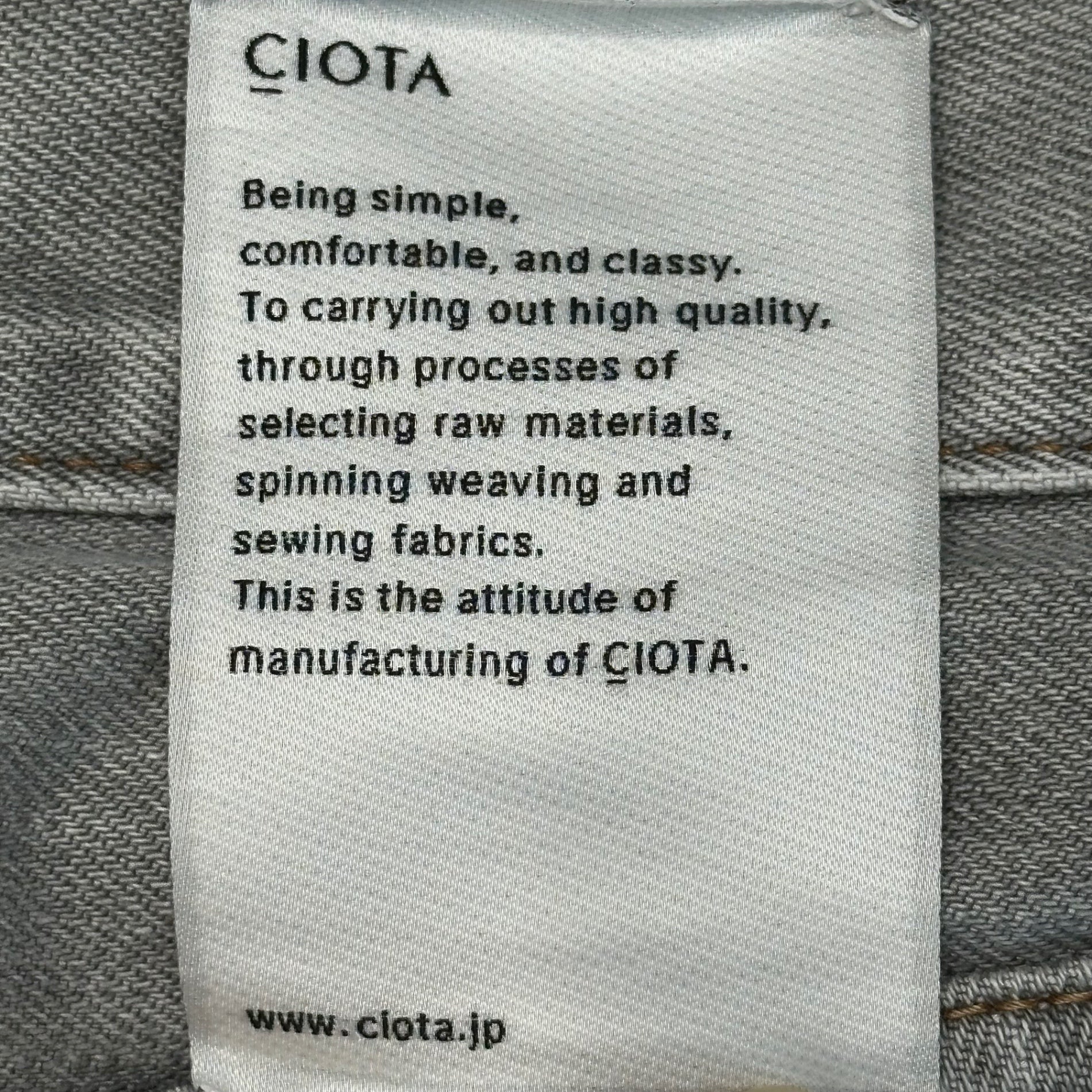 CIOTA(シオタ) 13.5 oz Tapered Denim テーパード デニム パンツ PTM-2TP 32 ライトグレー