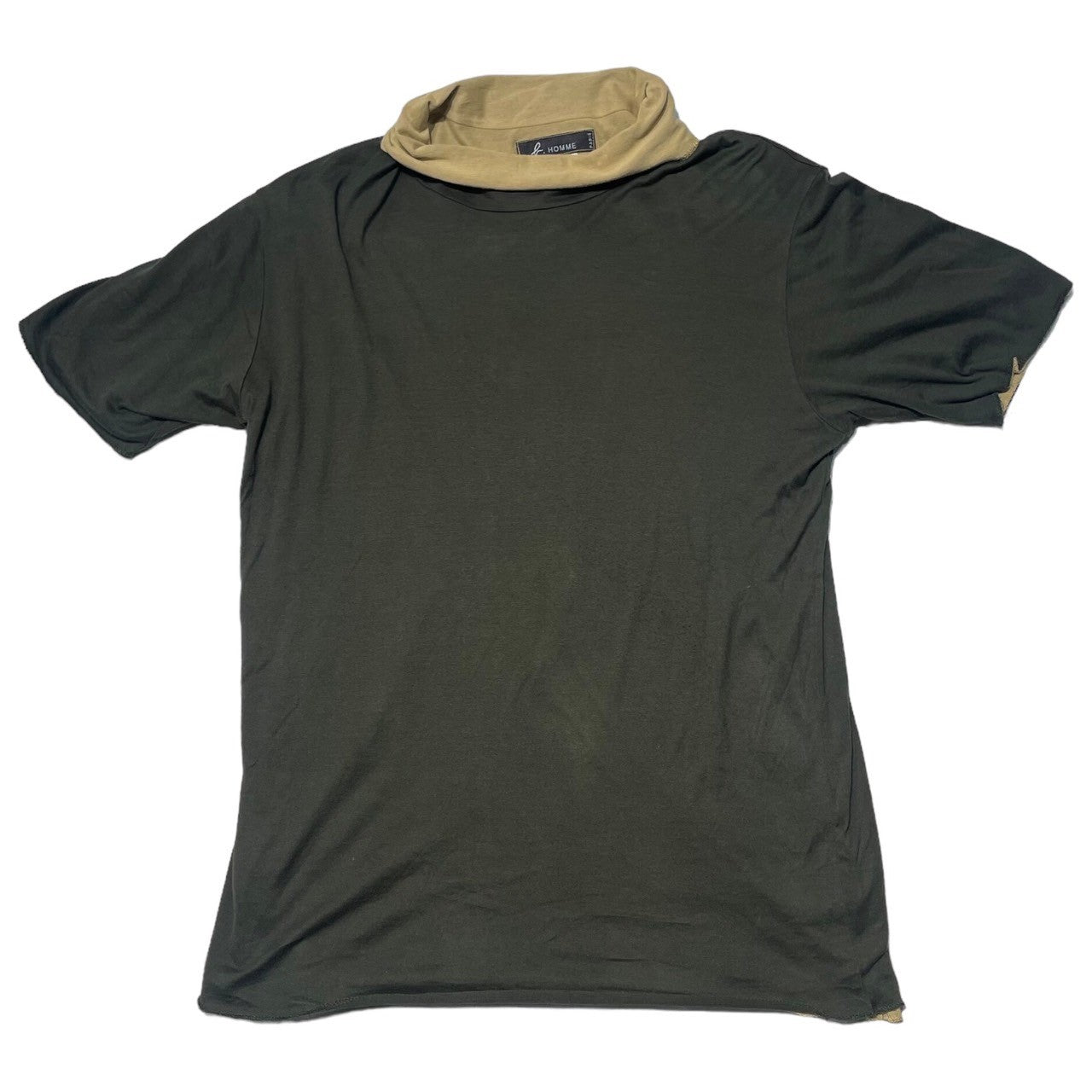 Agnes b. homme(アニエスベーオム) 90's Layered type high neck T-shirt  レイヤードタイプハイネックTシャツ 90年代 1(S) カーキ×ベージュ
