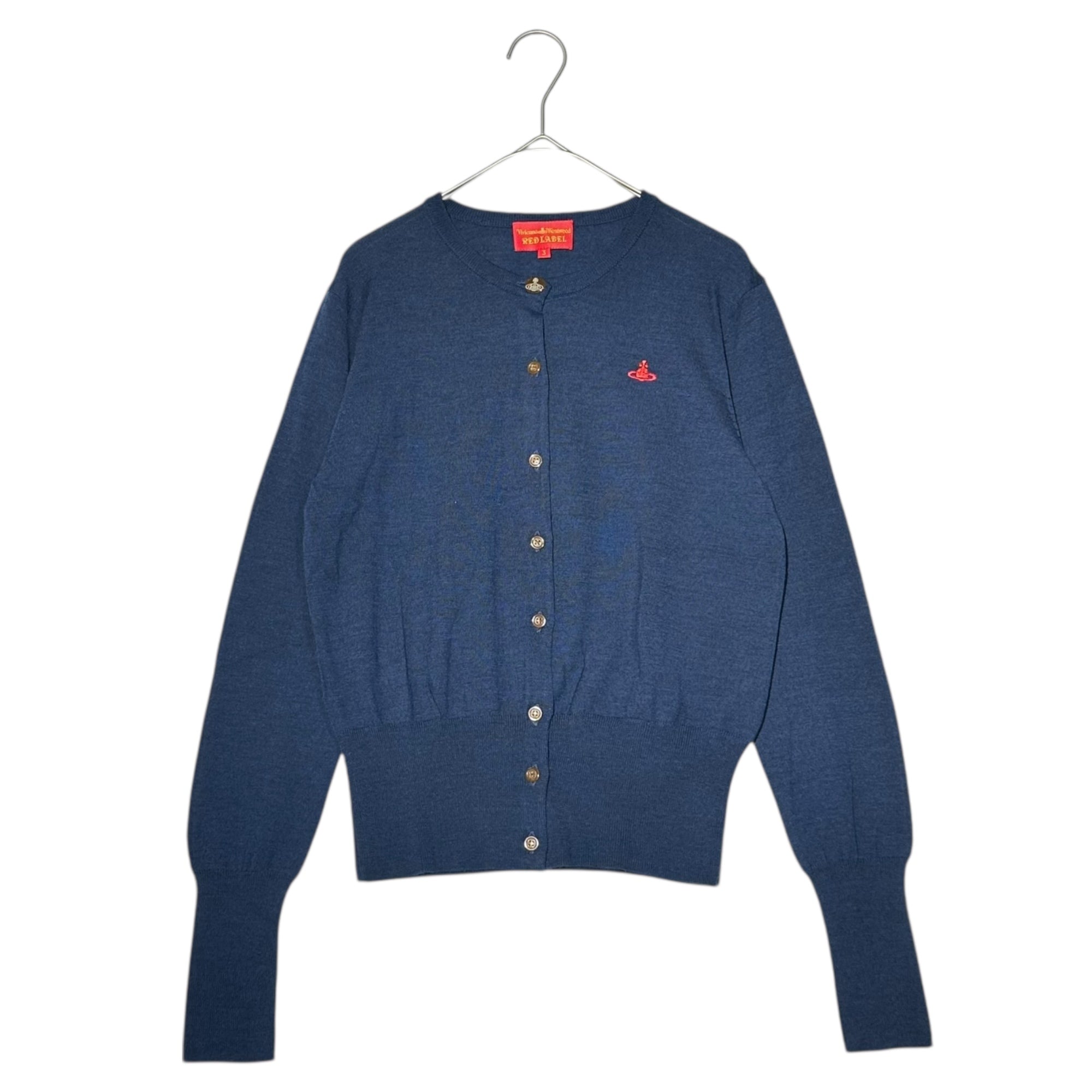 Vivienne Westwood RED LABEL(ヴィヴィアンウエストウッドレッドレーベル) Obrogo Crew Neck Wool Cardigan オーブロゴ クルーネック ウール カーディガン 16-03-152003 3 ネイビー