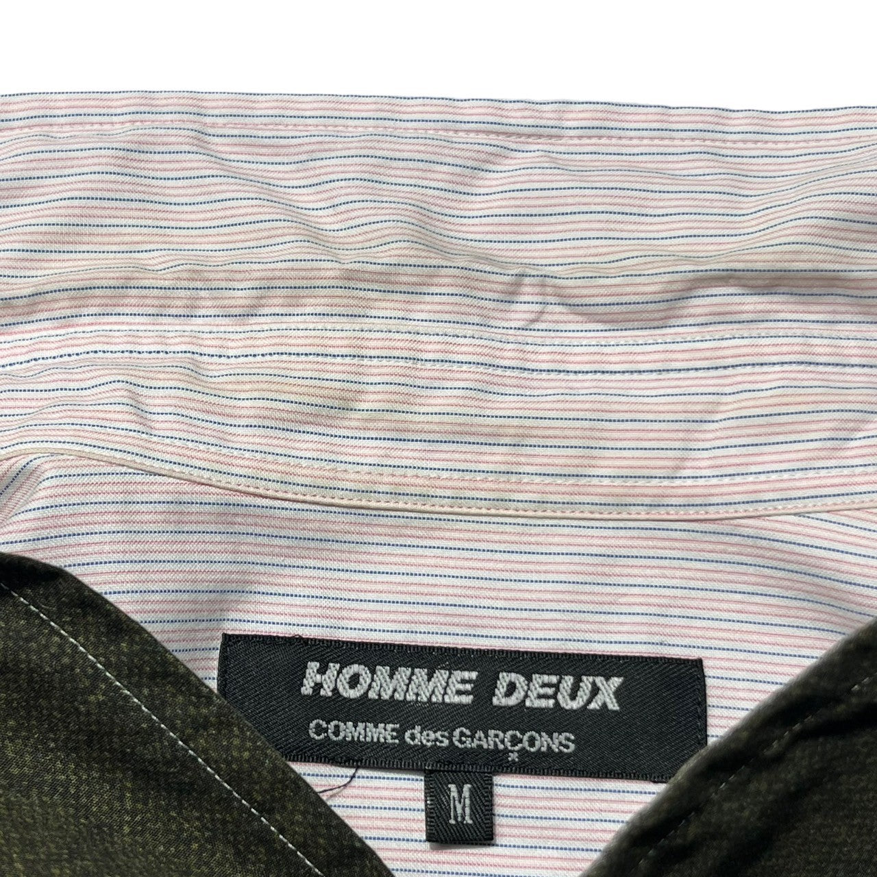COMME des GARCONS HOMME DEUX(コムデギャルソンオムドゥ) 00's  Front switching stripe shirt フロント 切替 ストライプ シャツ M ピンク