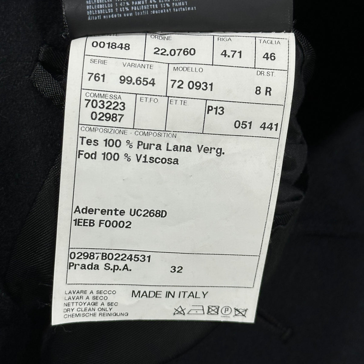 PRADA(プラダ) 2012AW Virgin Wool Chesterfield Coat ヴァージン ウール チェスター コート UC268D 46 ブラック コレクション着用