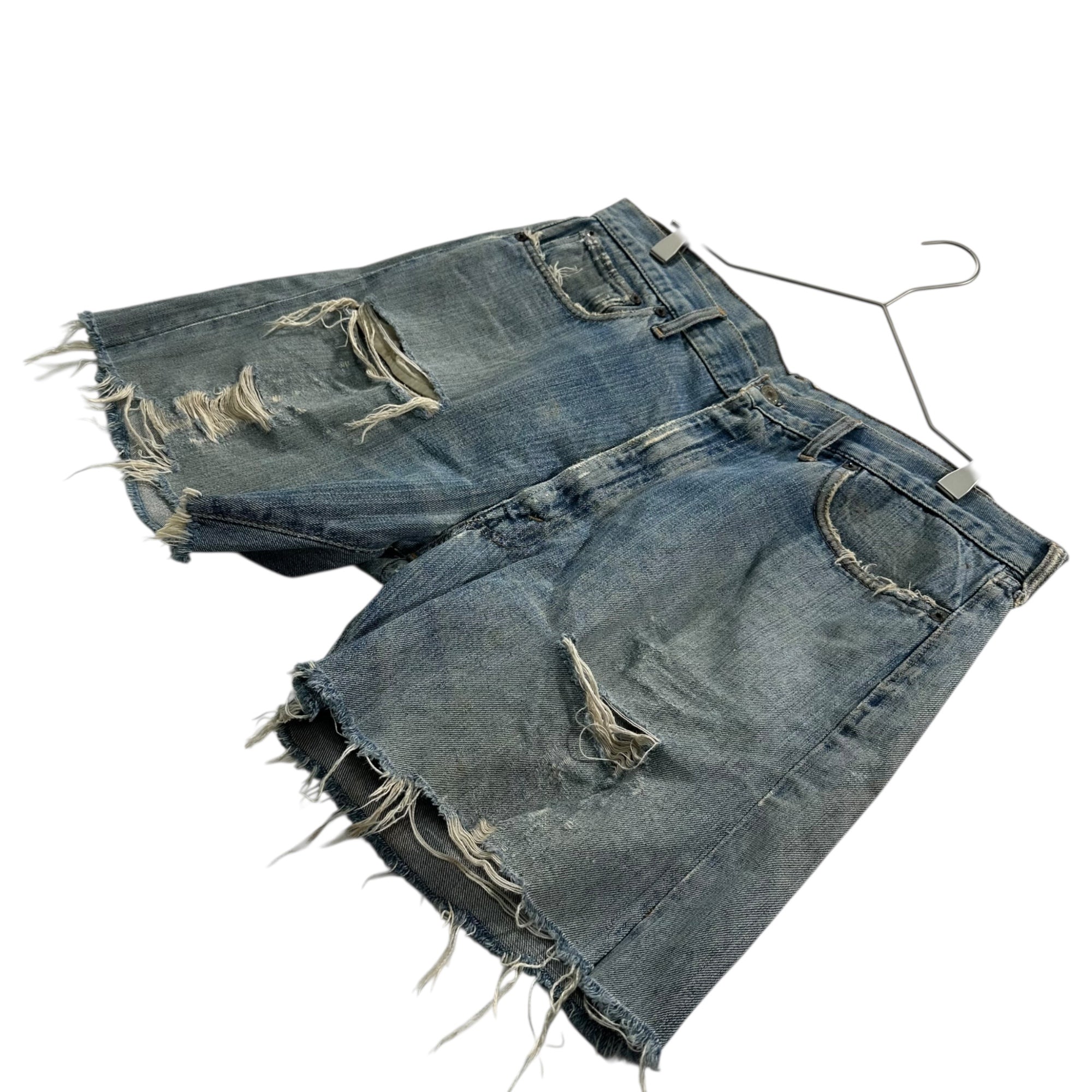 Levi's(リーバイス) 60's 505 BIG E DENIM SHORTS - Cut Off ヴィンテージ デニム ショーツ カットオフ 約W37(94cm) ライトインディゴ 60年代 ヴィンテージ ハーフ ショート パンツ