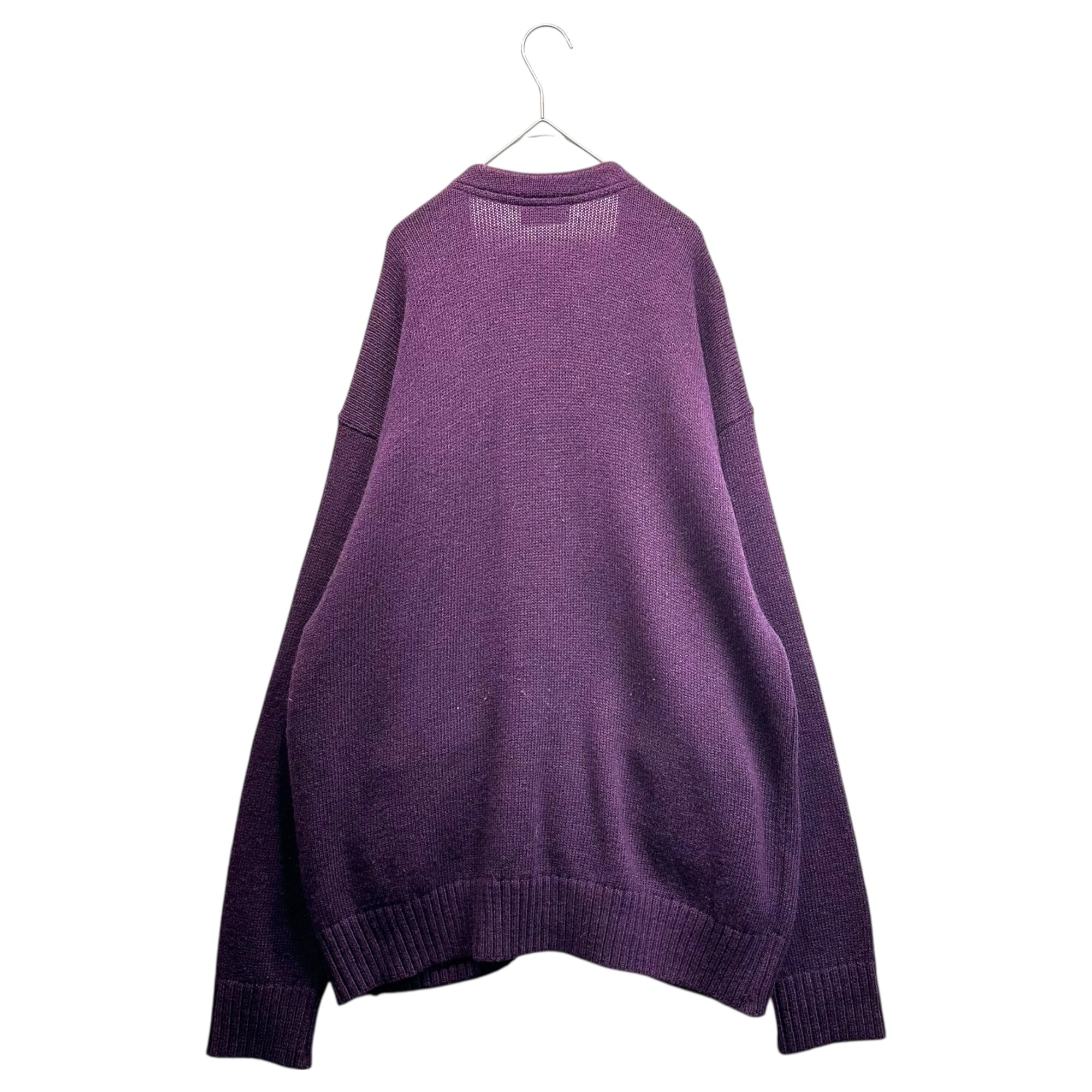 CHEMISE LACOSTE(シェミーズ ラコステ) 70's Wool Long Cardigan 70年代 ウール ロング カーディガン S パープル フランス製