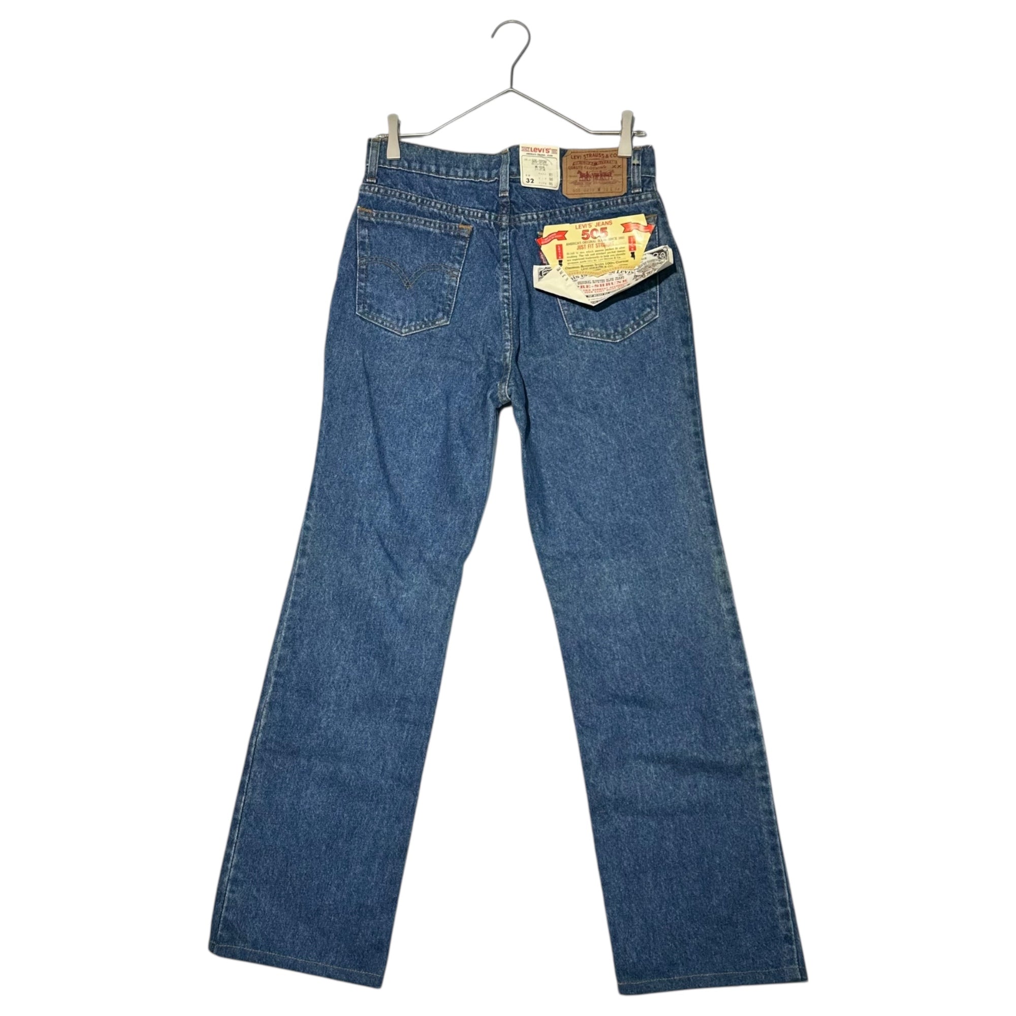 Levi's(リーバイス) 90's 505 Straight denim pants ストレート デニム パンツ 505-02SW W32 L34 インディゴ フラッシャー付 デッドストック 1991年製 裏ボタン359