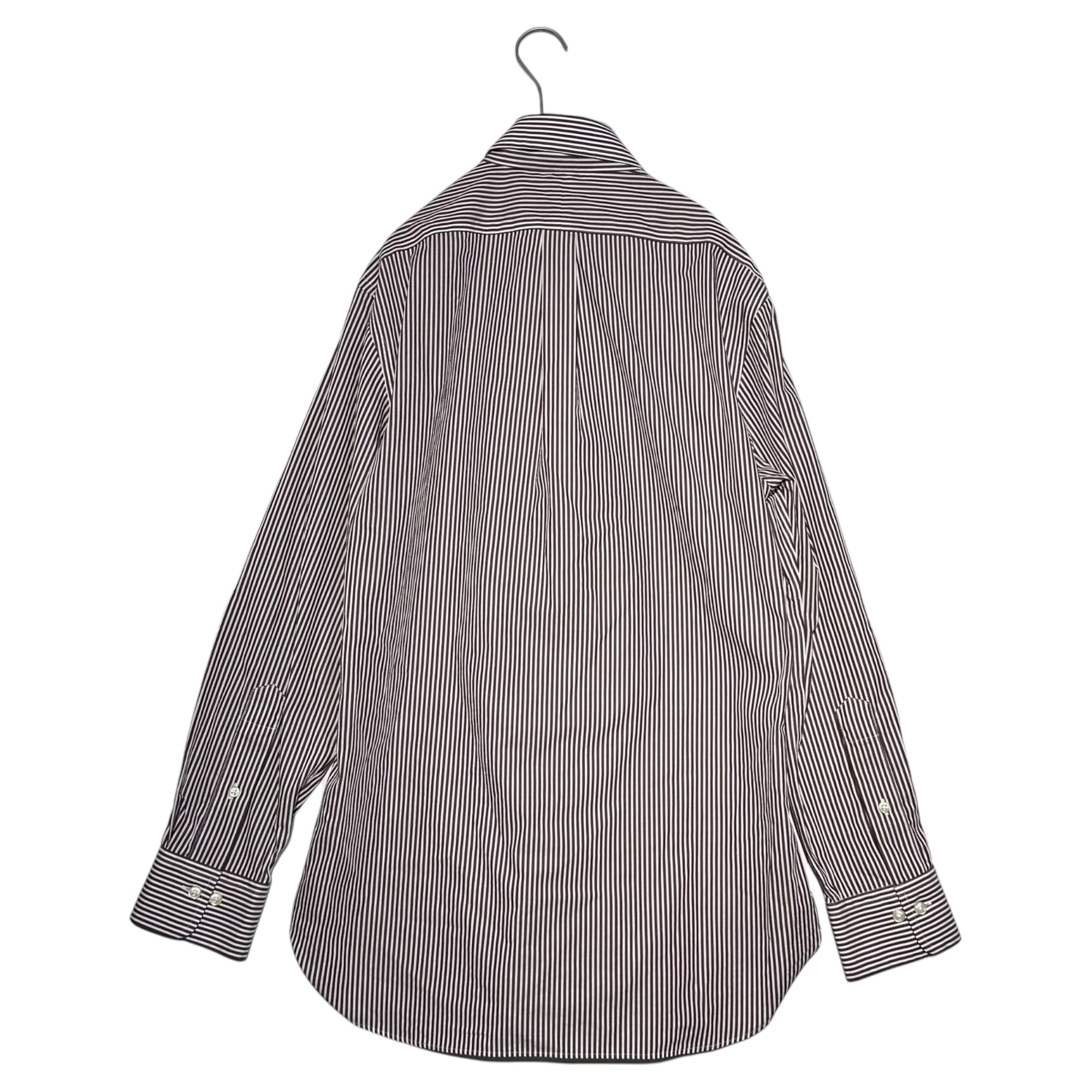 RALPH LAUREN(ラルフローレン) Striped long-sleeved button-down shirt ストライプ 長袖 ボタンダウン シャツ M ブラウン×ホワイト