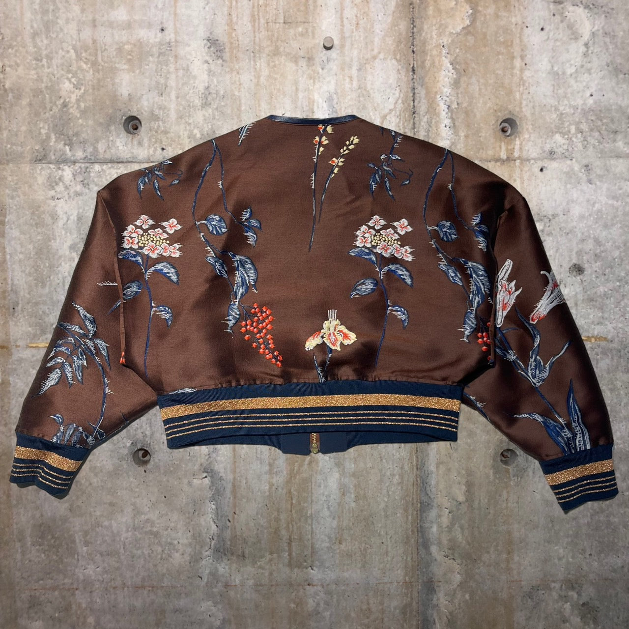 mame kurogouchi(マメクロゴウチ) 18AW double cloth flower  brouson/ダブルクロスフラワーブルゾン/刺繍/ジャケット MM18AW-JK045 2(Mサイズ程度) ブラウン