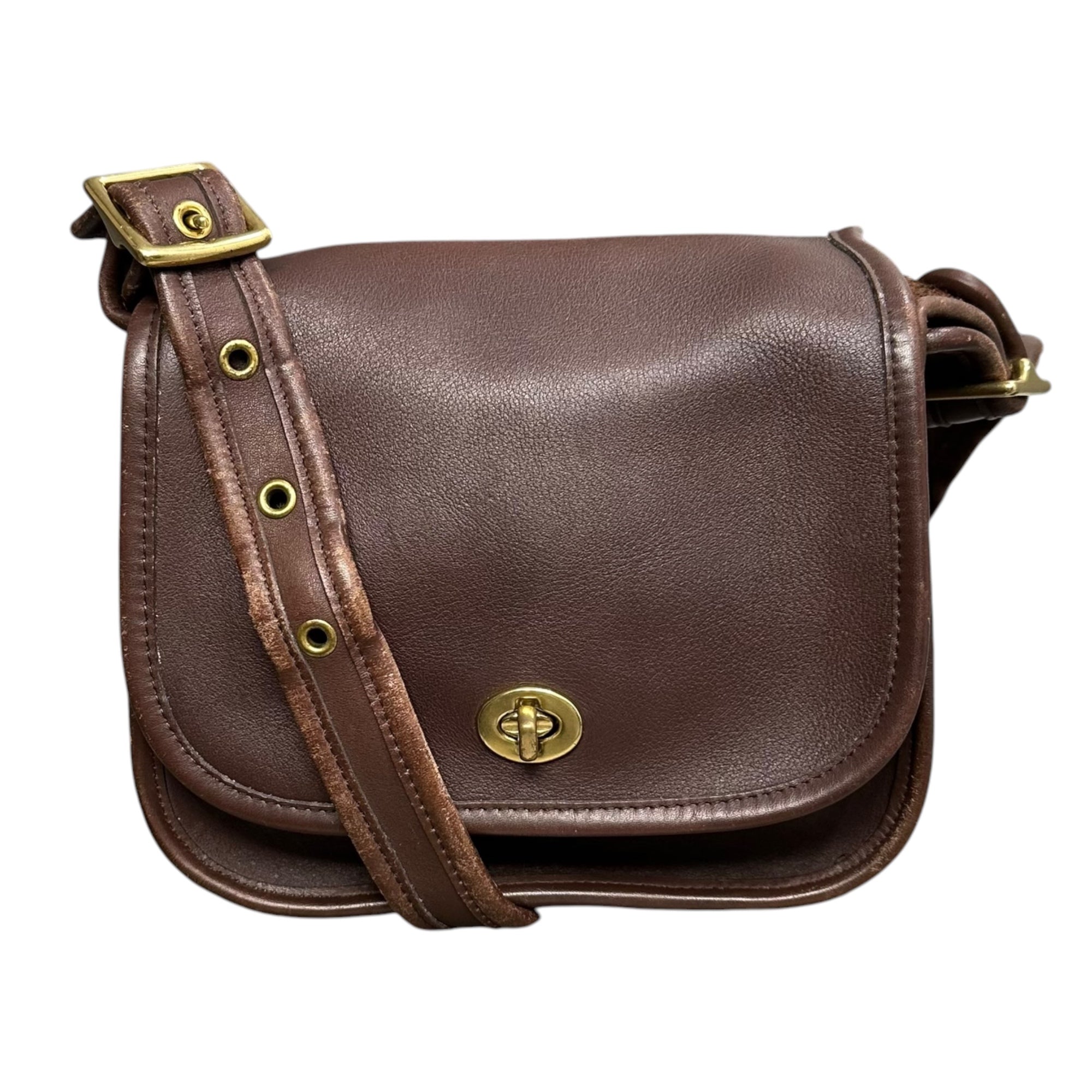 OLD COACH(オールドコーチ) Turnlock Old Leather Shoulder Pouch ターンロック オールド レザー ショルダー ポーチ ブラウン