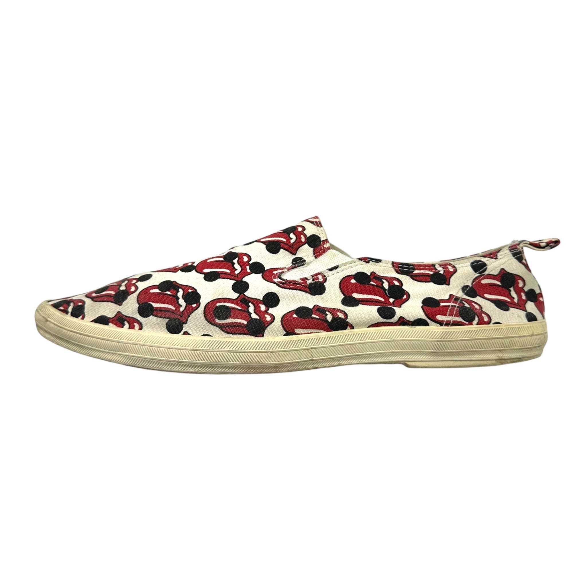 COMME des GARCONS HOMME PLUS(コムデギャルソンオムプリュス) 06SS Rolling Stones Lips & Tongue Print Slip-Ons ローリング ストーンズ リップ＆タン ドット プリント スリッポン JQ20A1 27.0cm アイボリー×レッド スニーカー コラボ