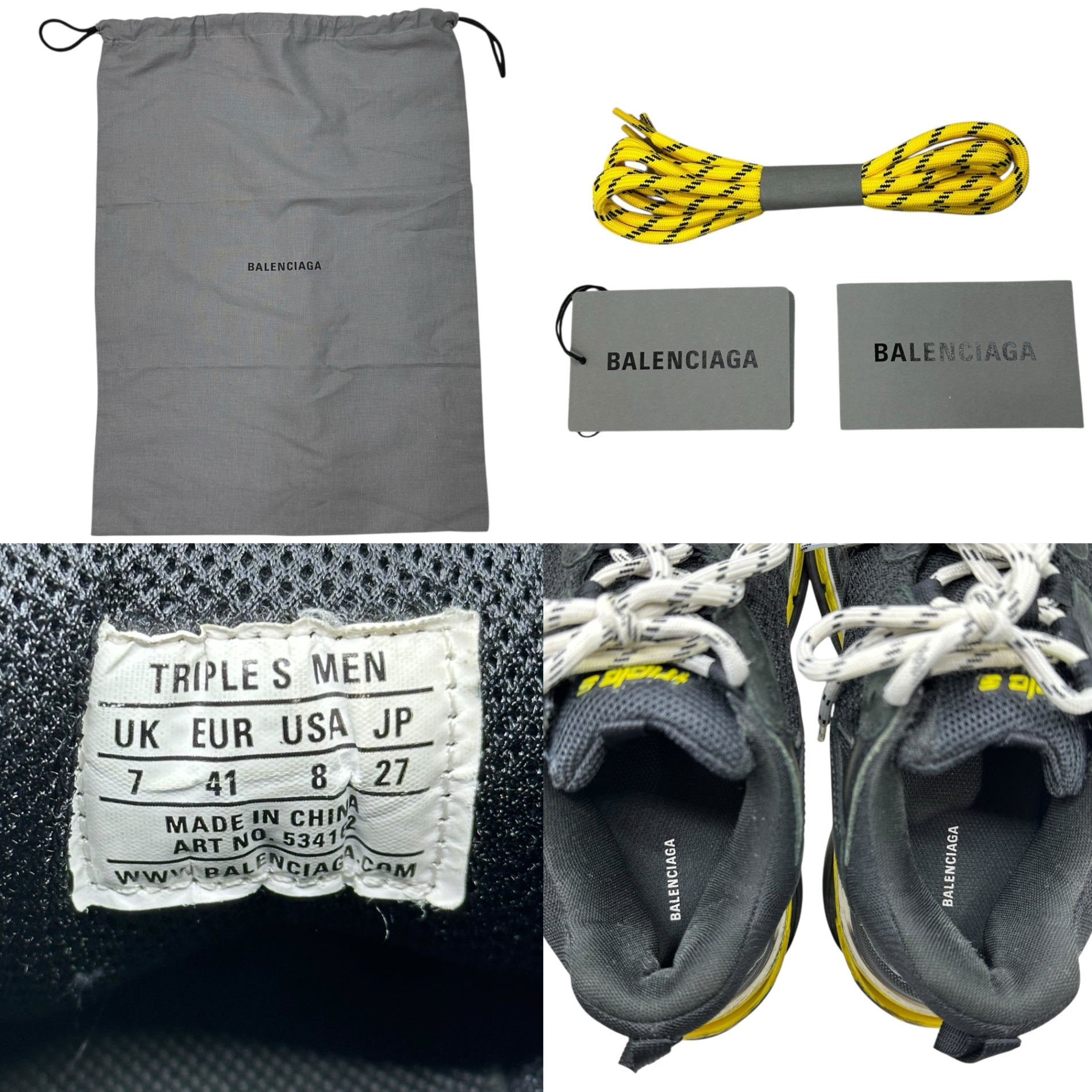 BALENCIAGA(バレンシアガ) TripleS Black Yellow White トリプルS 534162 27cm ブラック×イエロー×ホワイト 厚底 スニーカー