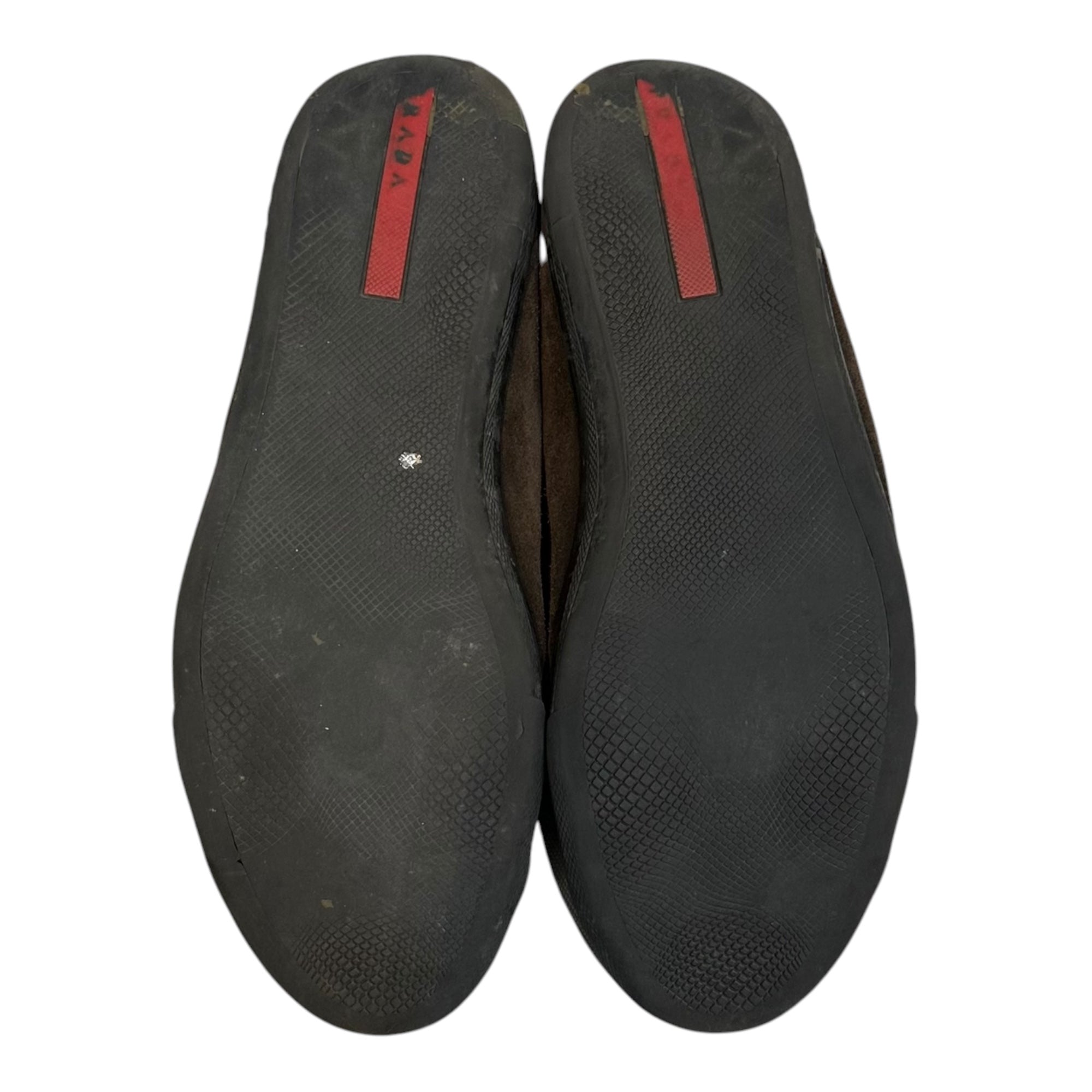PRADA(プラダ) Suede Low-Top Sneakers スウェード ローカット スニーカー 4E2105 9(27.0cm程度) ブラウン×ブラック×レッド