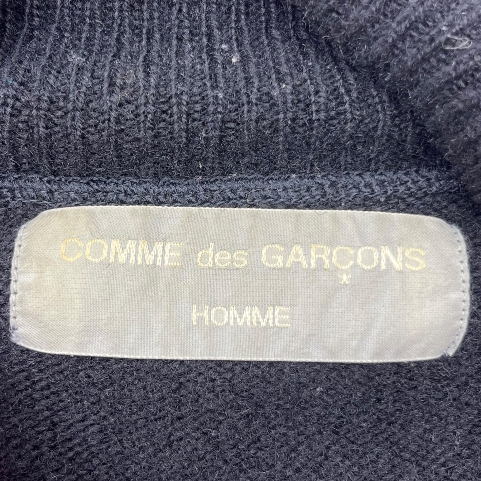 COMME des GARCONS HOMME(コムデギャルソンオム) 80's all-over front turtleneck knit pullover 80年代 フロント総柄 タートルネック ニット プルオーバー 本人期 川久保玲 AD表記無し FREE ブラック