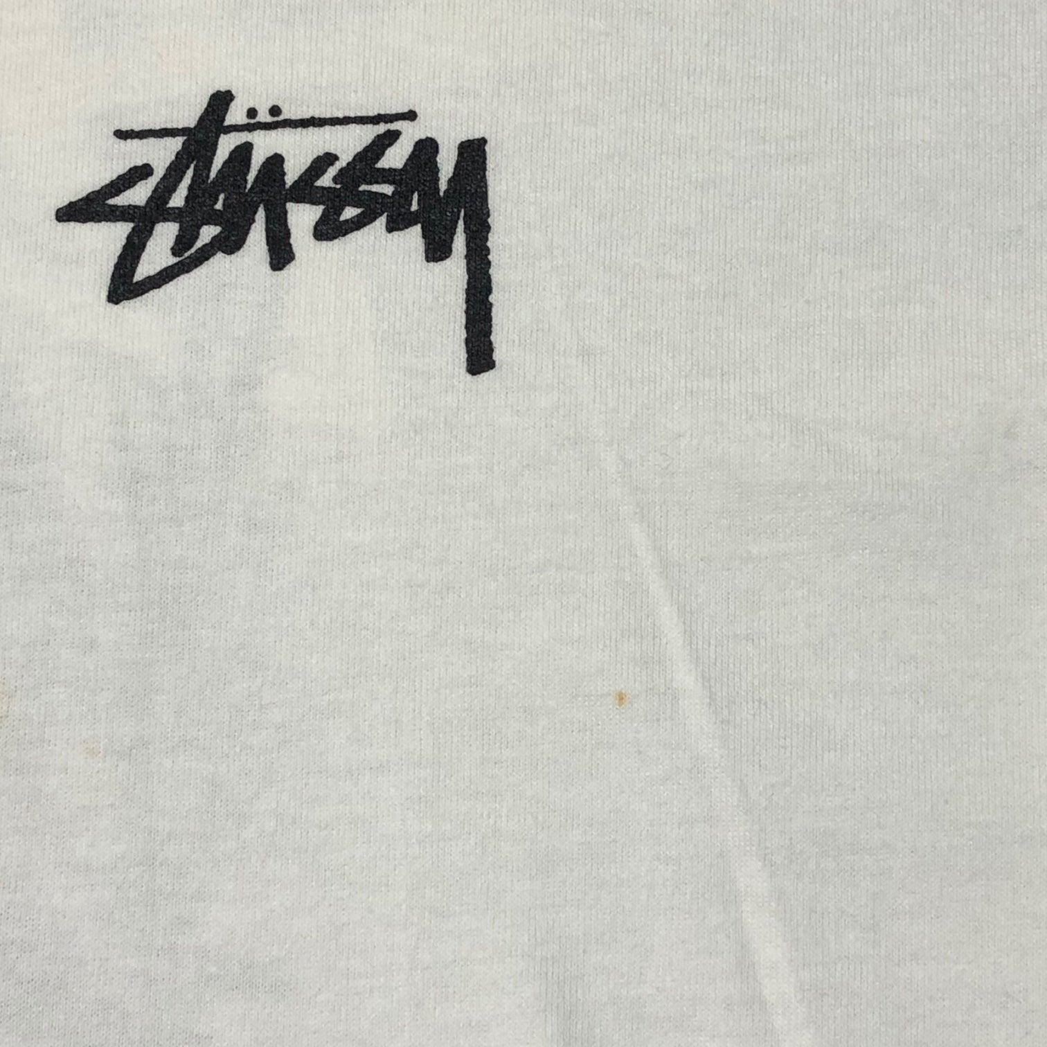 STUSSY(ステューシー) 90's HERCVLES  ヘラクレス バックプリント Tシャツ 紺タグ SIZE L ホワイト×ブラック×ゴールド 90年代 OLD STUSSY