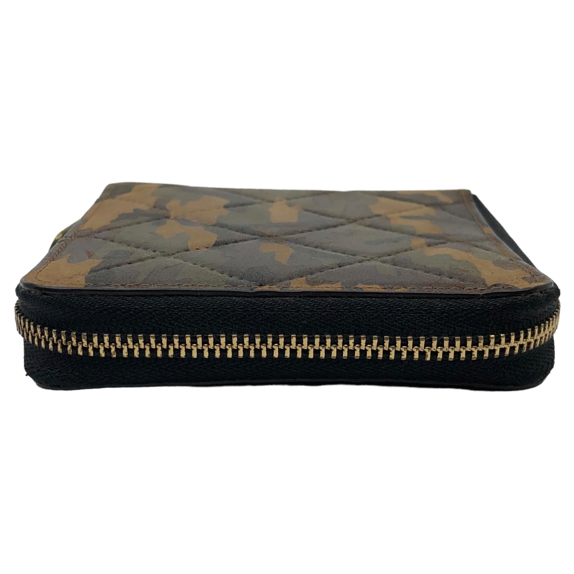 GNUOYP(ニュピ) Round zipper camouflage quilted wallet ラウンドファスナー カモフラ コンパクト  ウォレット カーキ 2つ折り 財布