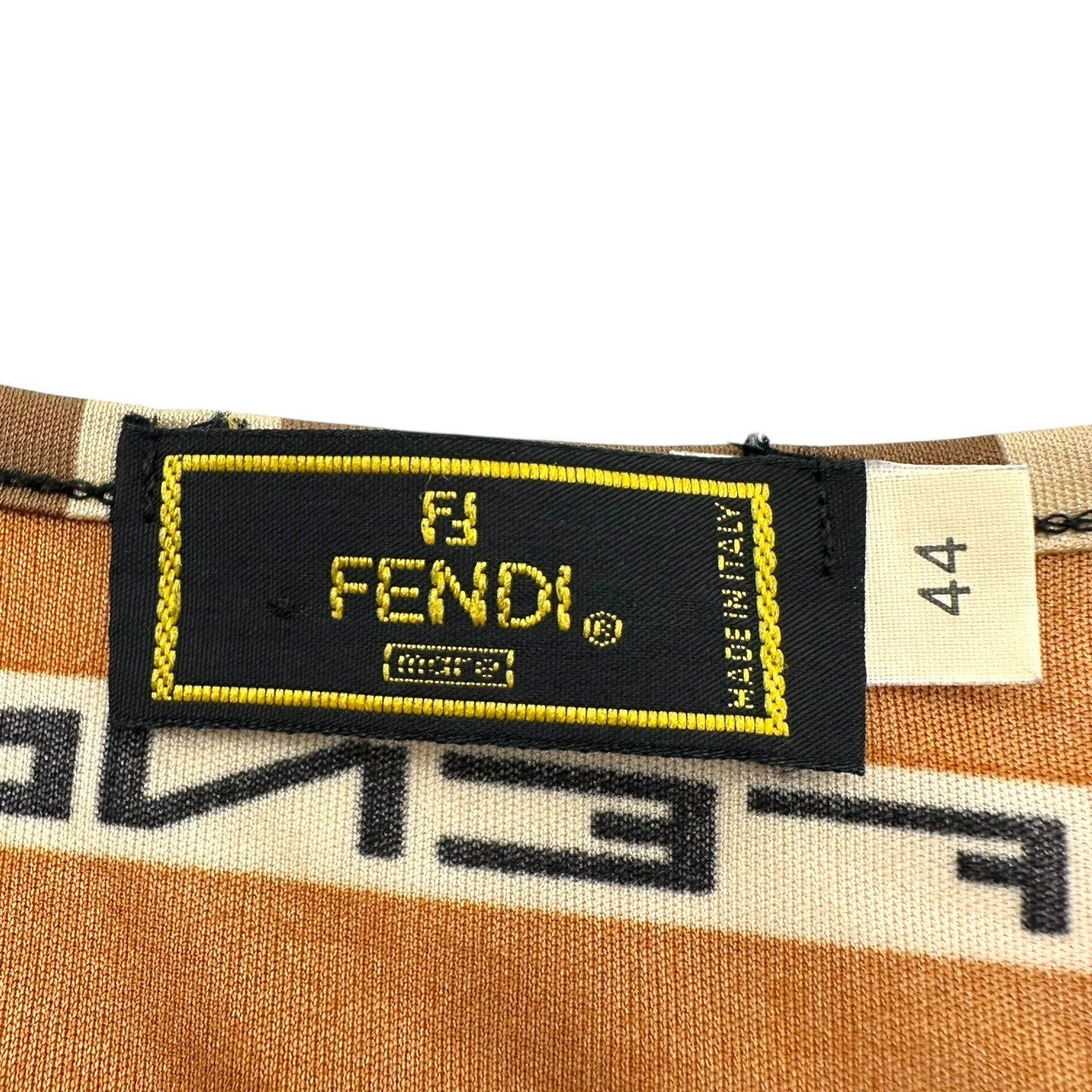 FENDI(フェンディ) Geometric Logo French Sleeve Cut and Sewn 幾何学 ロゴ フレンチ スリーブ カットソー 44(M程度) オレンジ×ブラック