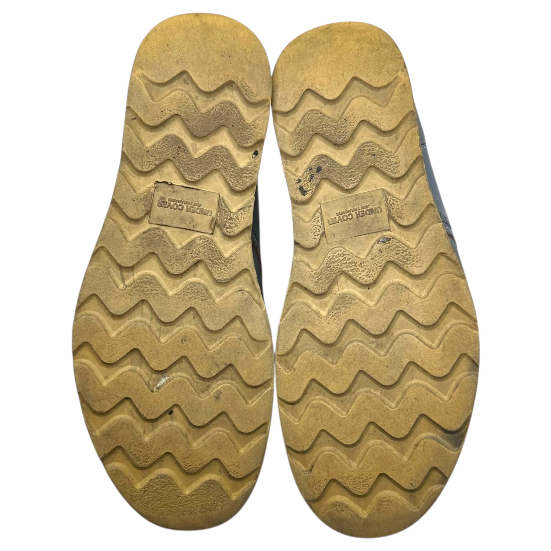 UNDERCOVER(アンダーカバー) 97AW "Leaf" Line Paint Boots リーフ期 ライン ペイント ブーツ M(26cm~26.5cm程度) ブラウン×イエロー 90's 90年代 アーカイブ スウェード