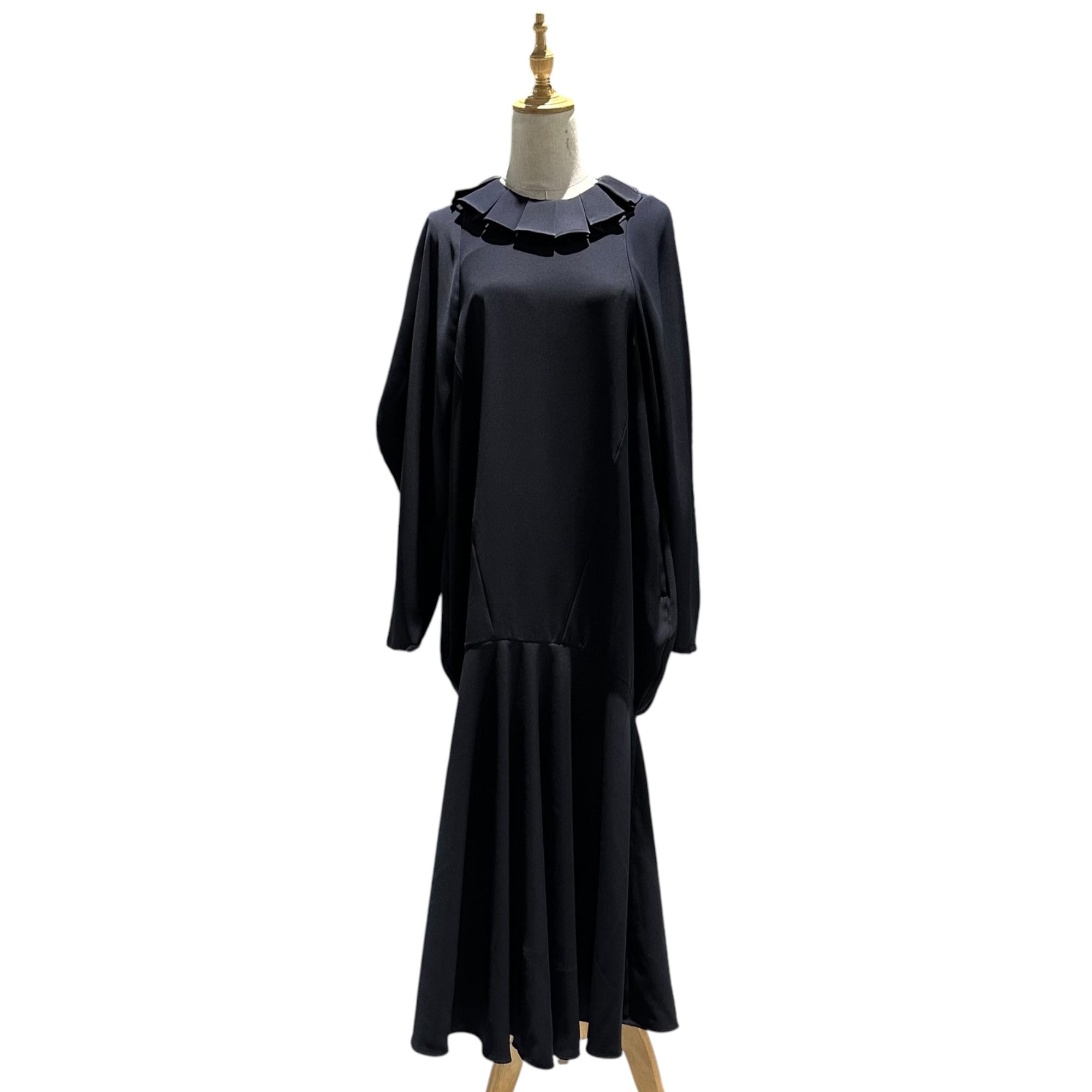 ENFOLD(エンフォルド) 2024SS NECK-PLEATS DRESS ネック プリーツ ドレス ワンピース 300HS733-0820 38(M程度) ネイビー