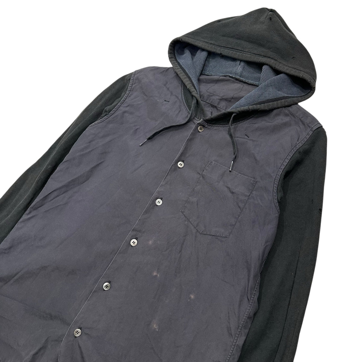 GANRYU(ガンリュウ) 2000's 「BORO」 Hooded Shirt ボロ フーデッド シャツ XS ブラック ガンリュウ 初期 COMME des GARCONS