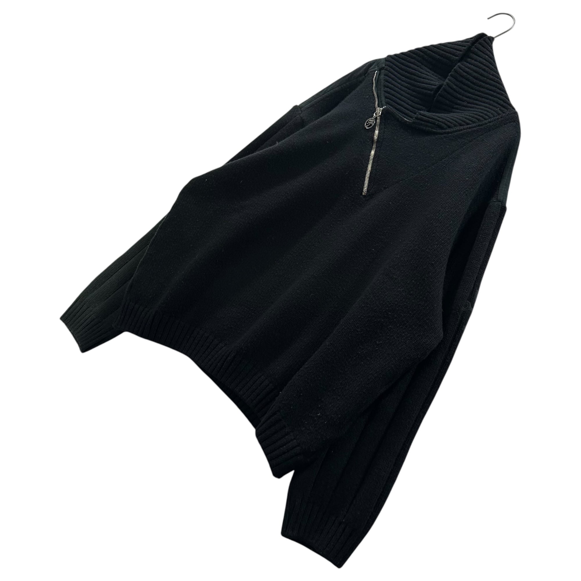 CASTELBAJAC(カステルバジャック) 1980's Diagonal-Zip Shoulder-Line Pullover Knit 80年代 斜め ジップ ショルダーライン プルオーバー ニット ブラック ヴィンテージ