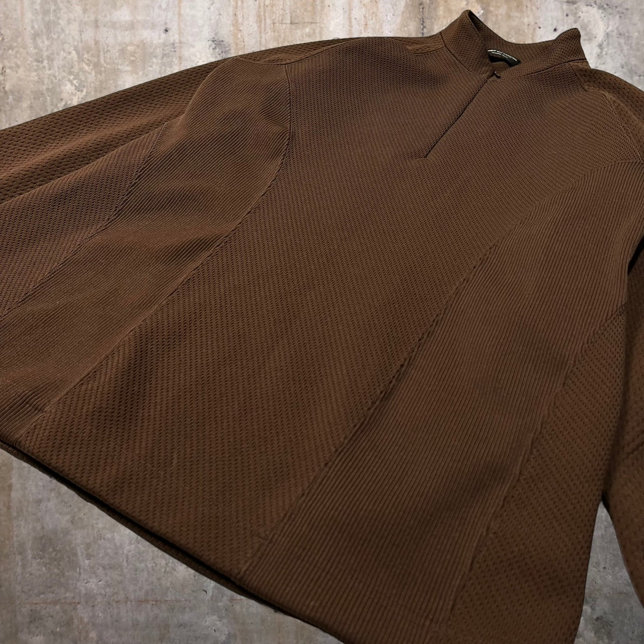 COMME des GARCONS HOMME PLUS(コムデギャルソンオムプリュス) 03AW half zip mesh pullover shirt/ハーフジッププルオーバー/カットソー 表記消え(S~M程度) ブラウン 03AWカーブ期