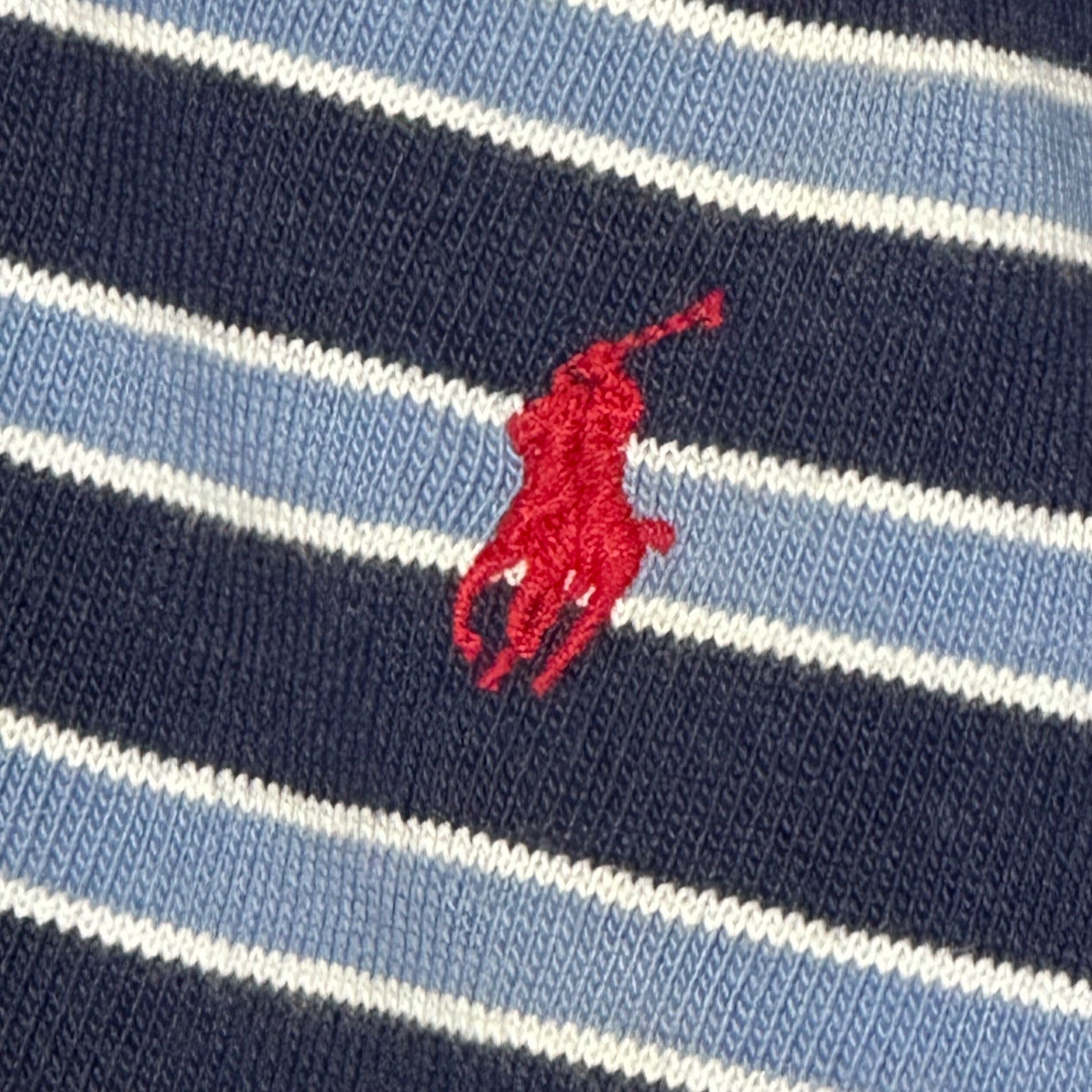 POLO RALPH LAUREN(ポロラルフローレン) 80~90's Denim neck striped henley shirt デニムネック ボーダー ヘンリーネック シャツ M ブルー×ネイビー ナイガイ社製