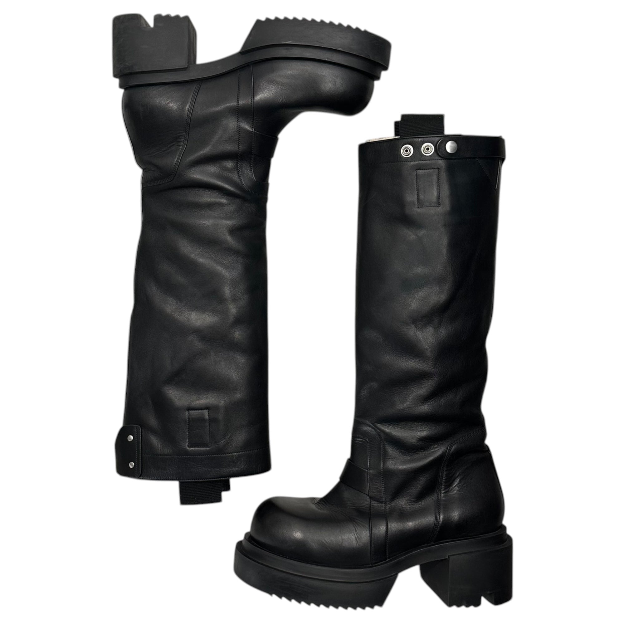 Rick Owens(リックオウエンス) 24AW Knee Pull On Bogun Tall Boots ニー プルオン ボーガン トール ブーツ RU02D6834 LOO 44(約28.5cm〜29.0cm) ブラック ロング レザー