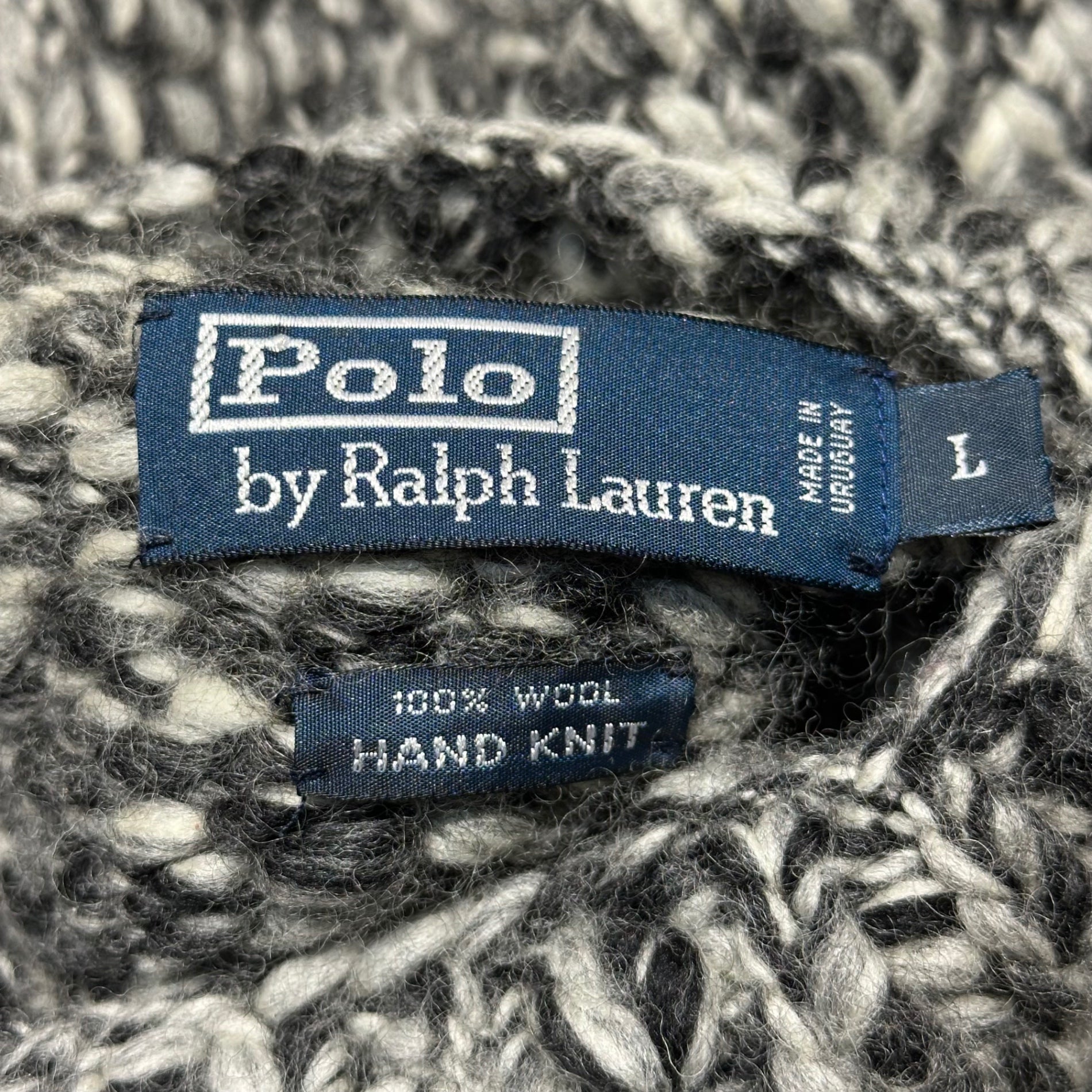 POLO RALPH LAUREN(ポロラルフローレン)  Shoulder Concho Hand-Knitted Pullover ショルダー コンチョ ハンド ニット プルオーバー L グレー 品質表示タグ切れ