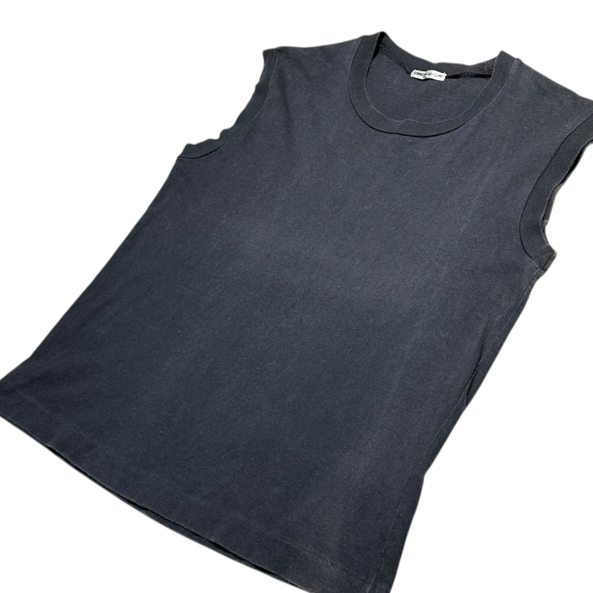 COMME des GARCONS(コムデギャルソン) 70s～80s Back Logo Sleeveless T-Shirt 70年～80年代 バックロゴ ノースリーブ Tシャツ AD表記無 FREE ブラック×ゴールド 川久保玲 本人期 最初期タグ