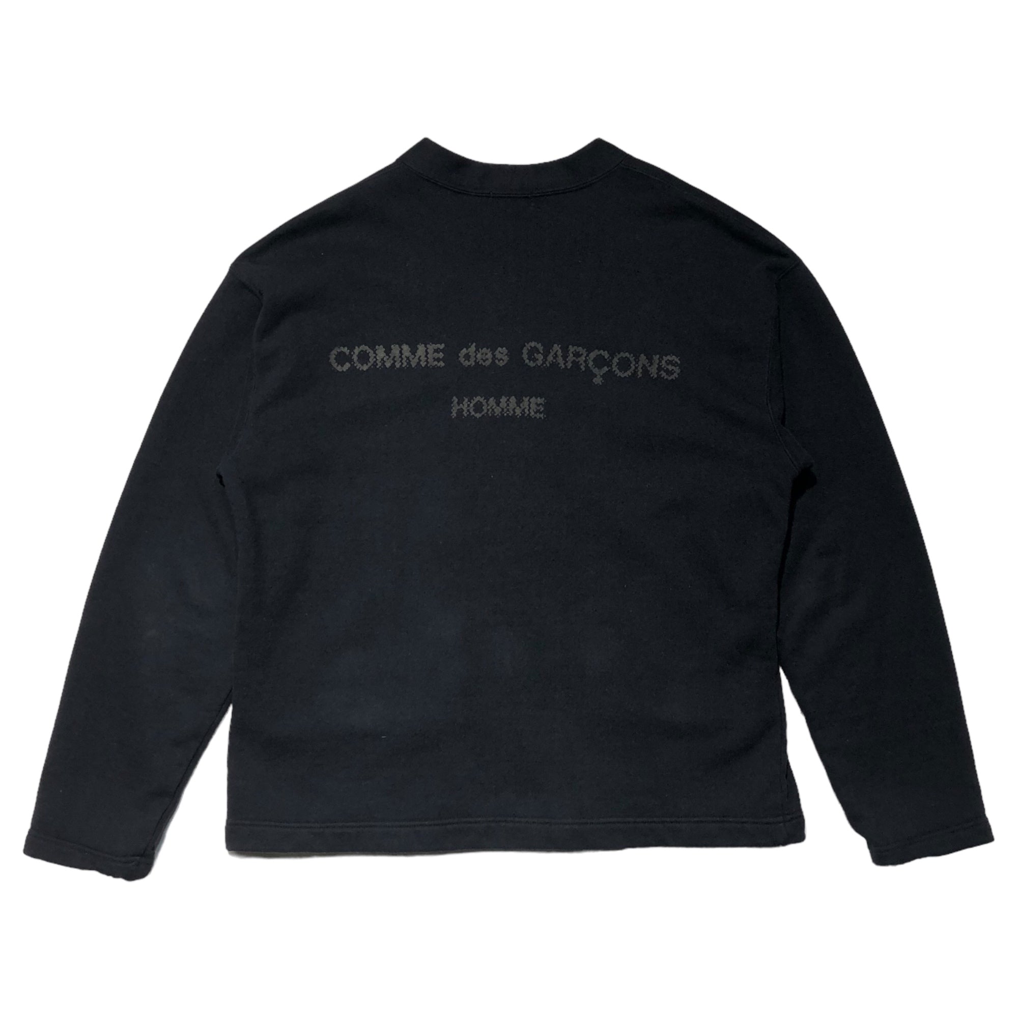 COMME des GARCONS HOMME(コムデギャルソンオム) 90's back logo sweat cardigan バックロゴ スウェット カーディガン 田中オム HT-080250 表記無し(FREE) ブラック AD1991 初期ロゴ 稀少品
