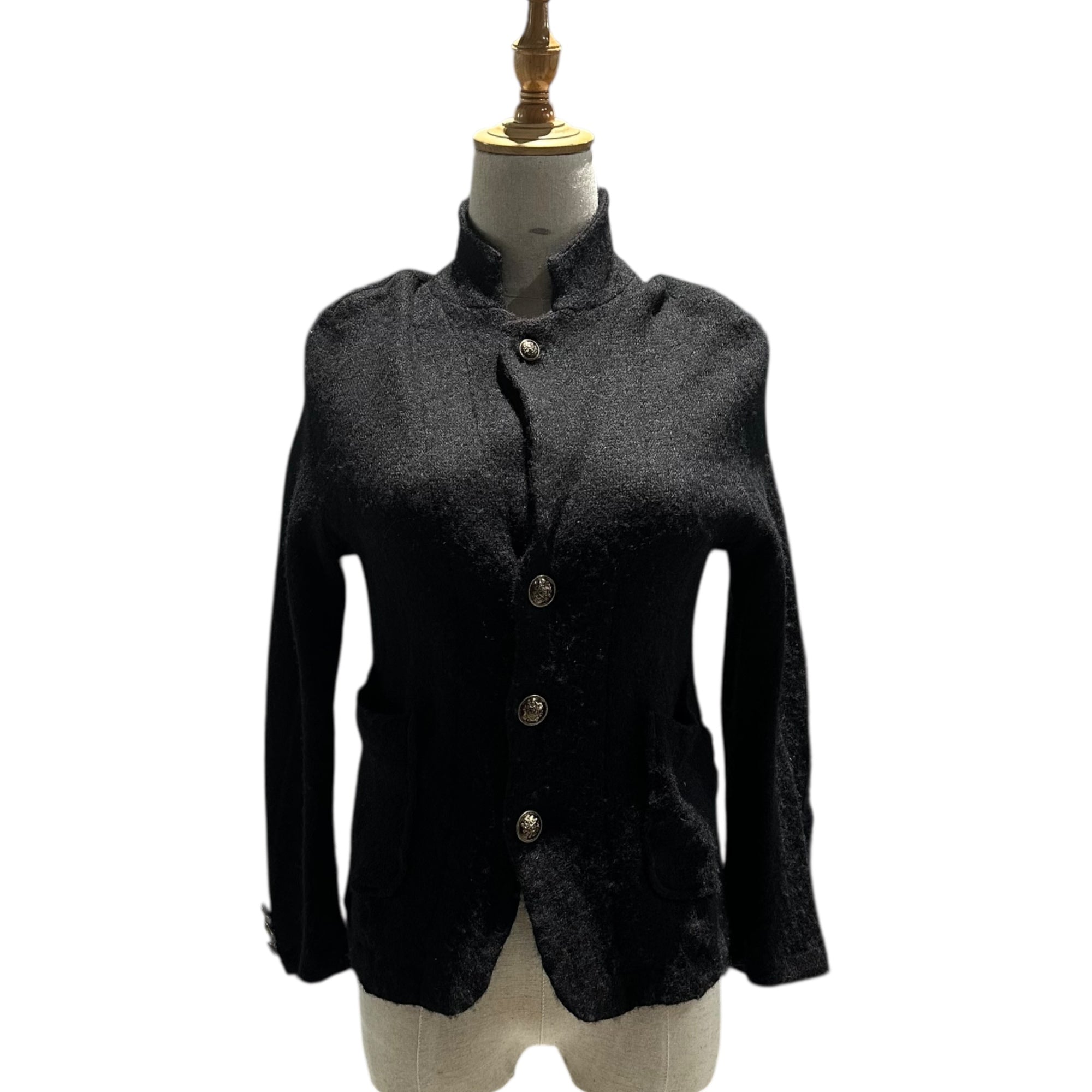 tricot COMME des GARCONS(トリココムデギャルソン) 11AW Mohair Blend Gold Button Wool Knit Jacket モヘア混 金ボタン ウール ニット ジャケット TH-T035 S ブラック×ゴールド AD2011