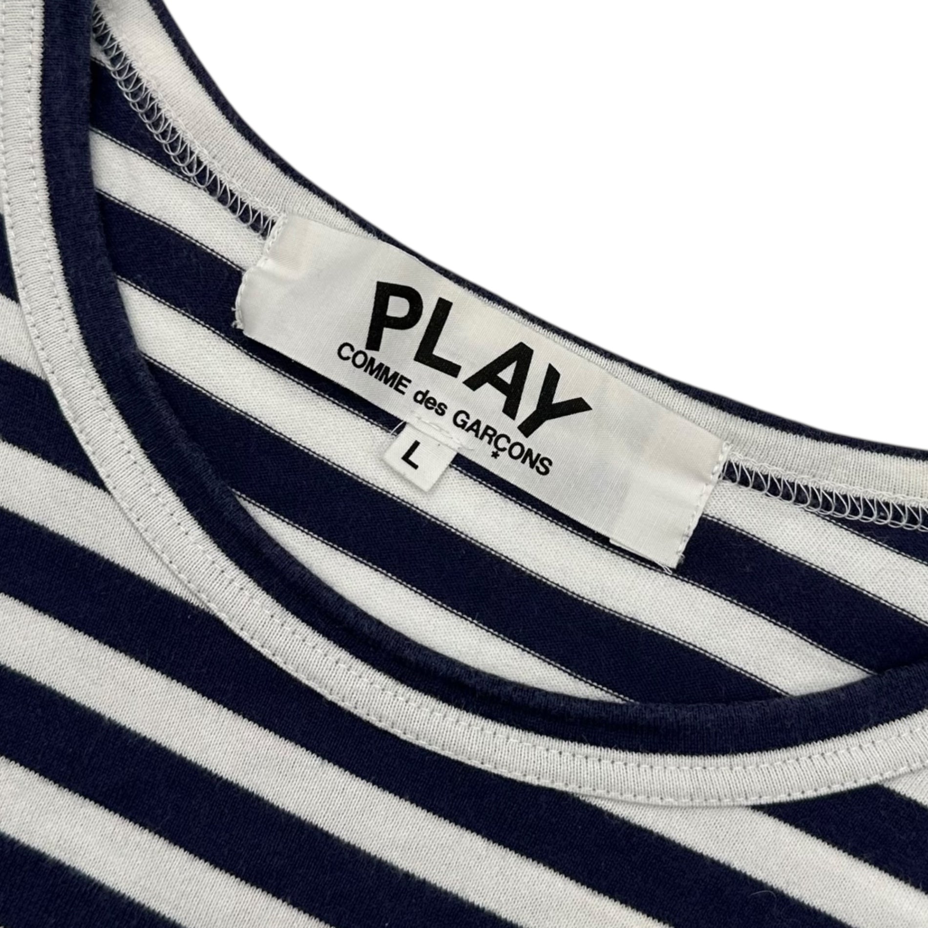 PLAY COMME des GARCONS(プレイコムデギャルソン) 16SS Long-sleeved striped cut-and-sew T-shirt 長袖 ボーダー カットソー Tシャツ  L ホワイト