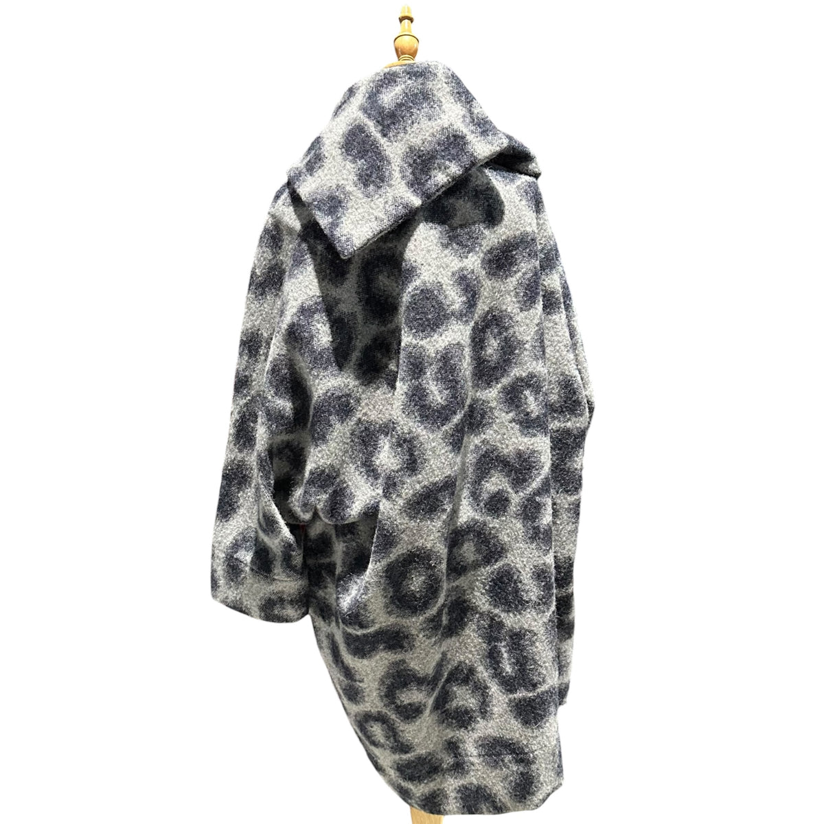 Vivienne Westwood RED LABEL(ヴィヴィアンウエストウッドレッドレーベル) Wool-Stole Wide-Silhouette Half-Coat ウール ストール ワイド シルエット ハーフ コート 2 グレー×ネイビー SAMPLE品